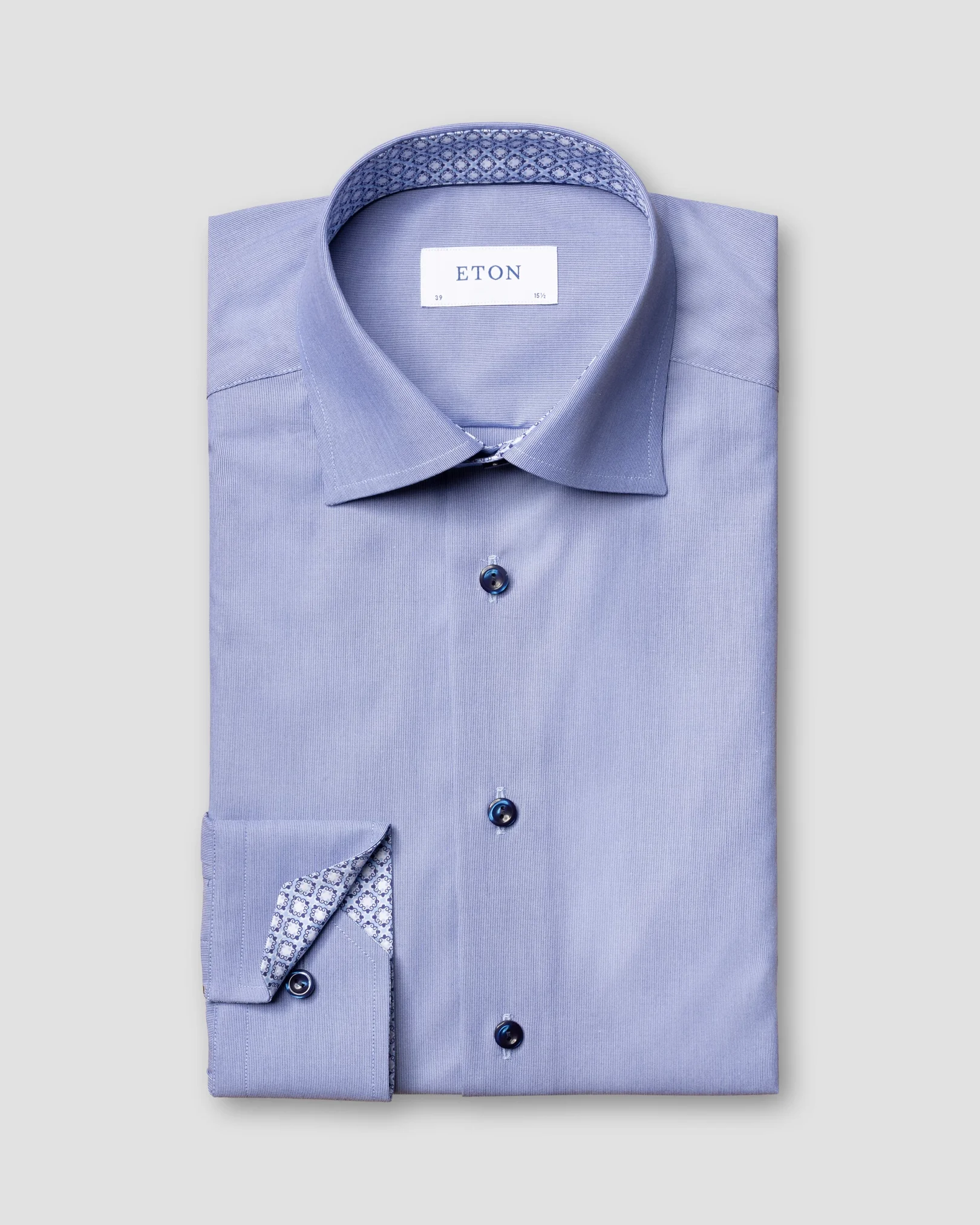 Eton - blue hairline striped shirt navy details