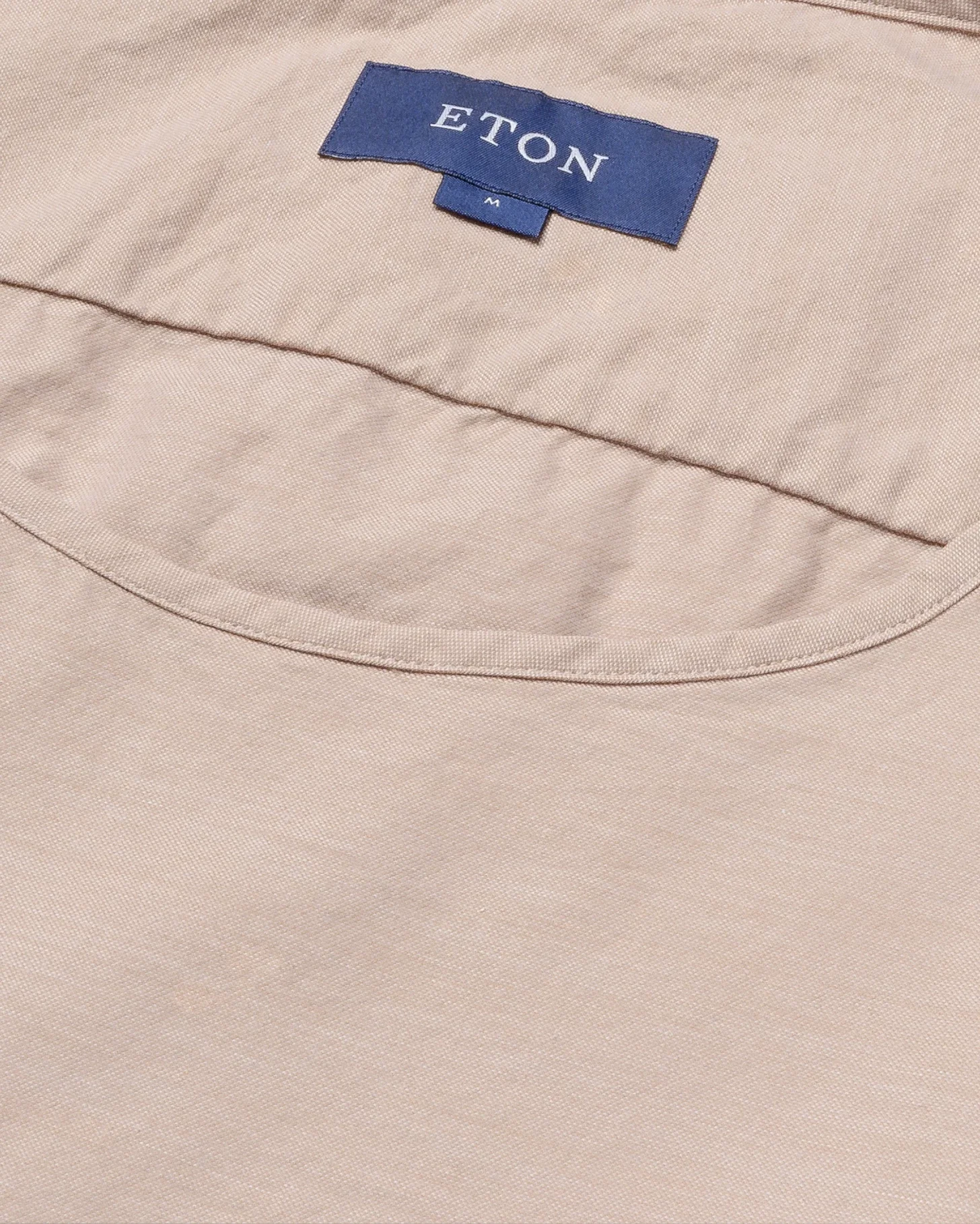 Eton - sand t shirt in woven twill