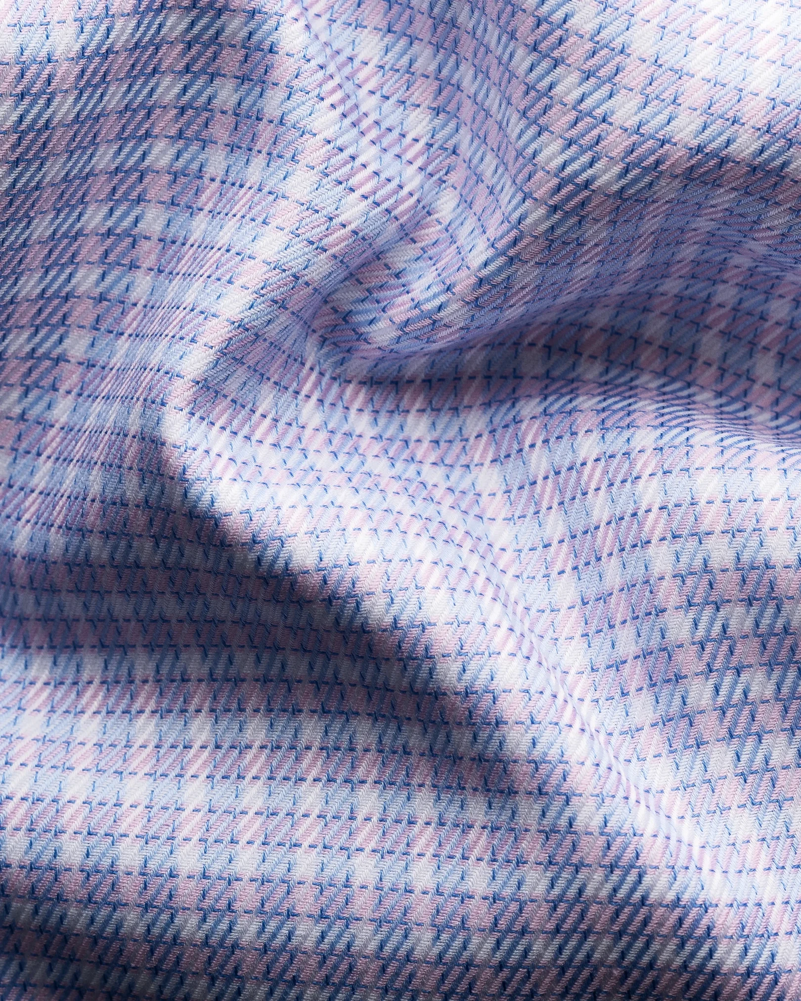 Eton - pink checked twill shirt