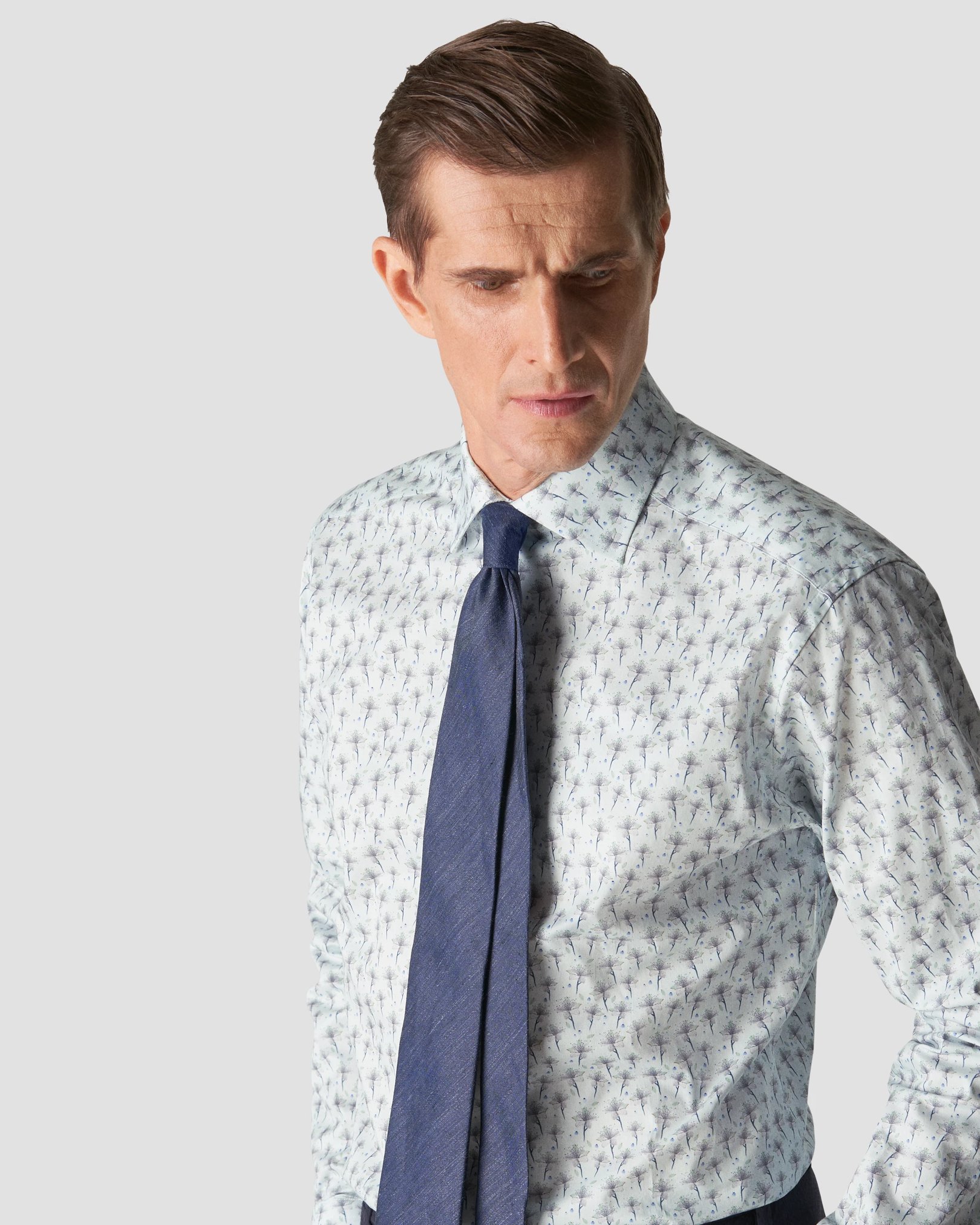 Eton - light blue signature twill floral print