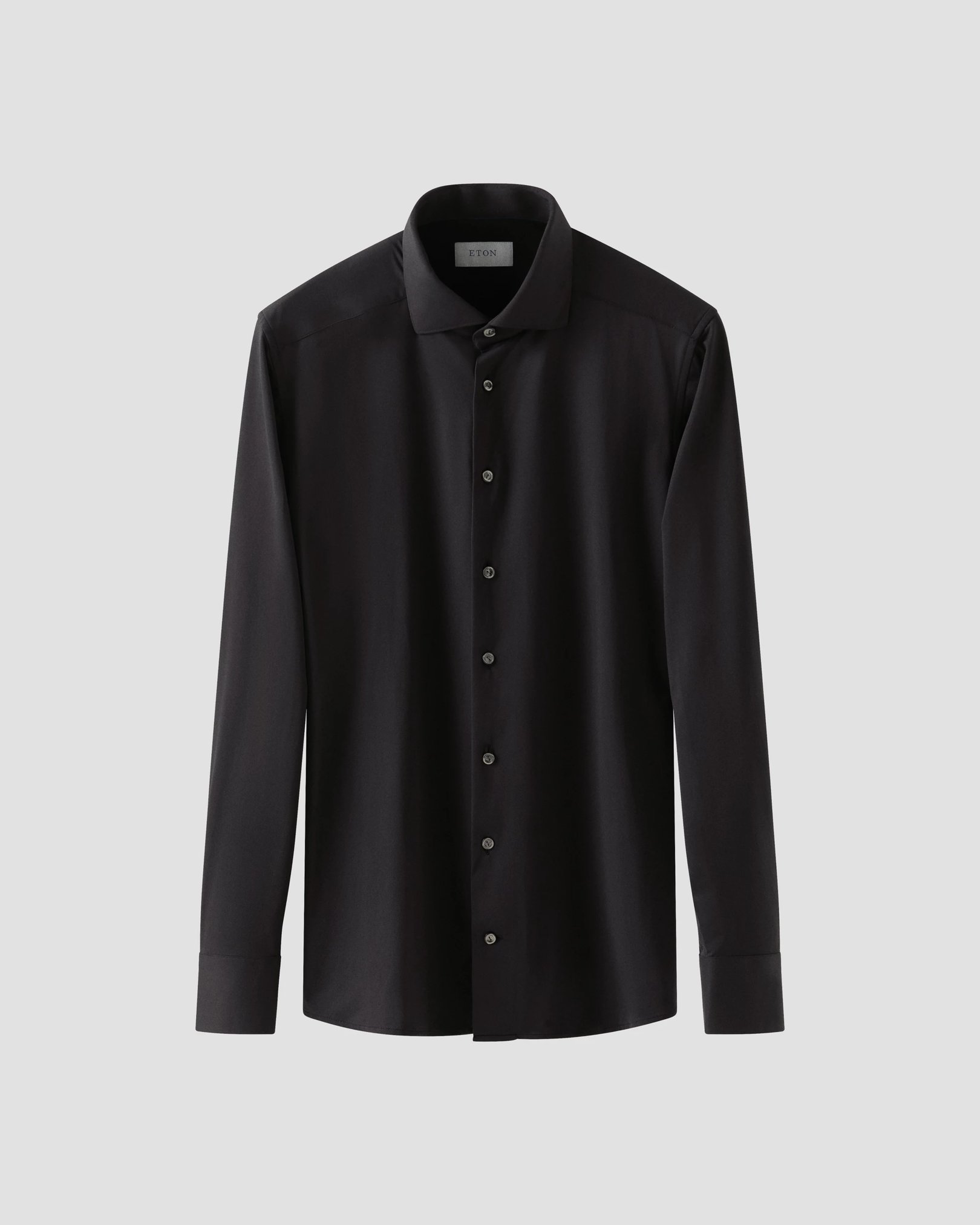 Eton - black solid four way strech shirt