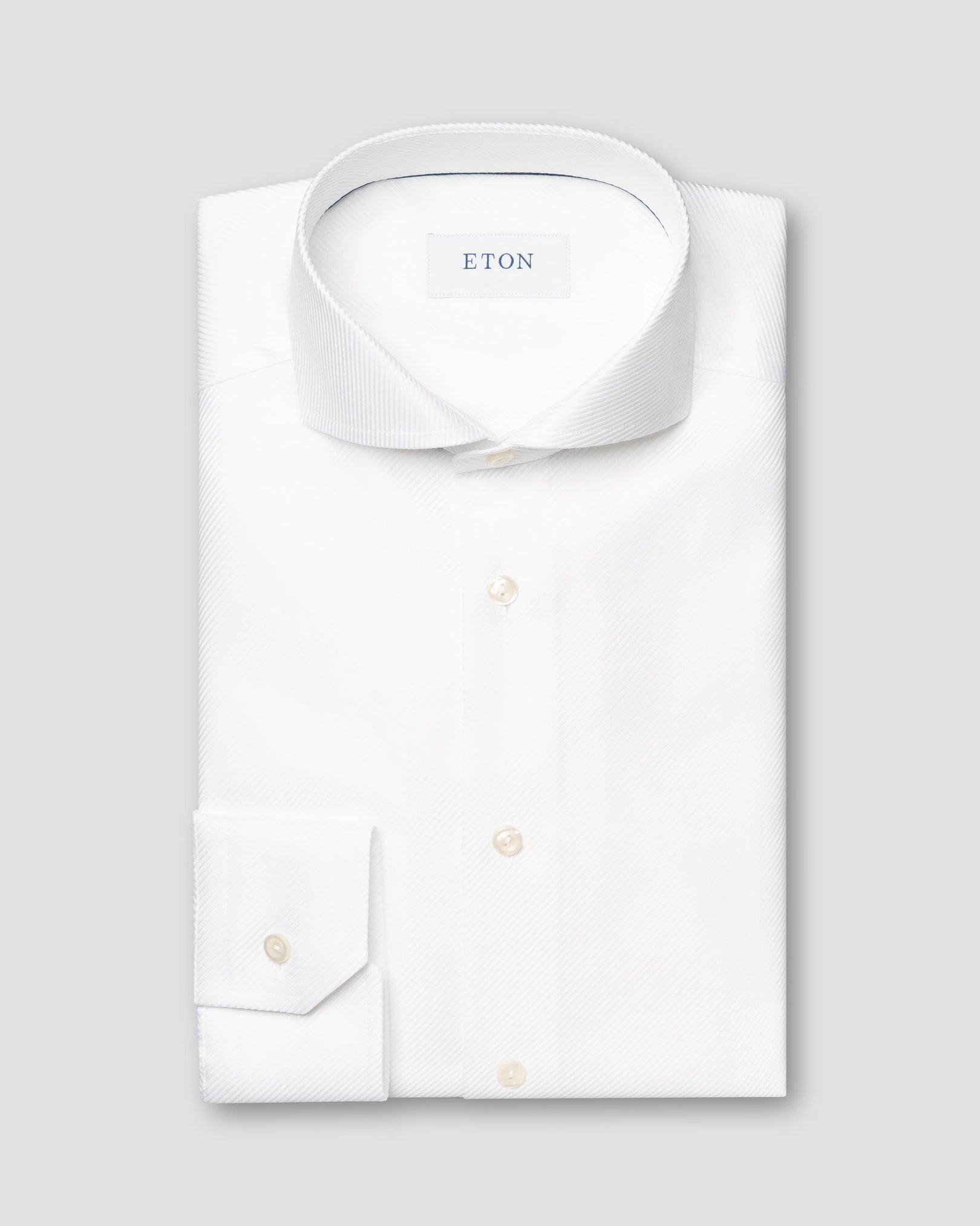 Eton - white solid textured twill shirt