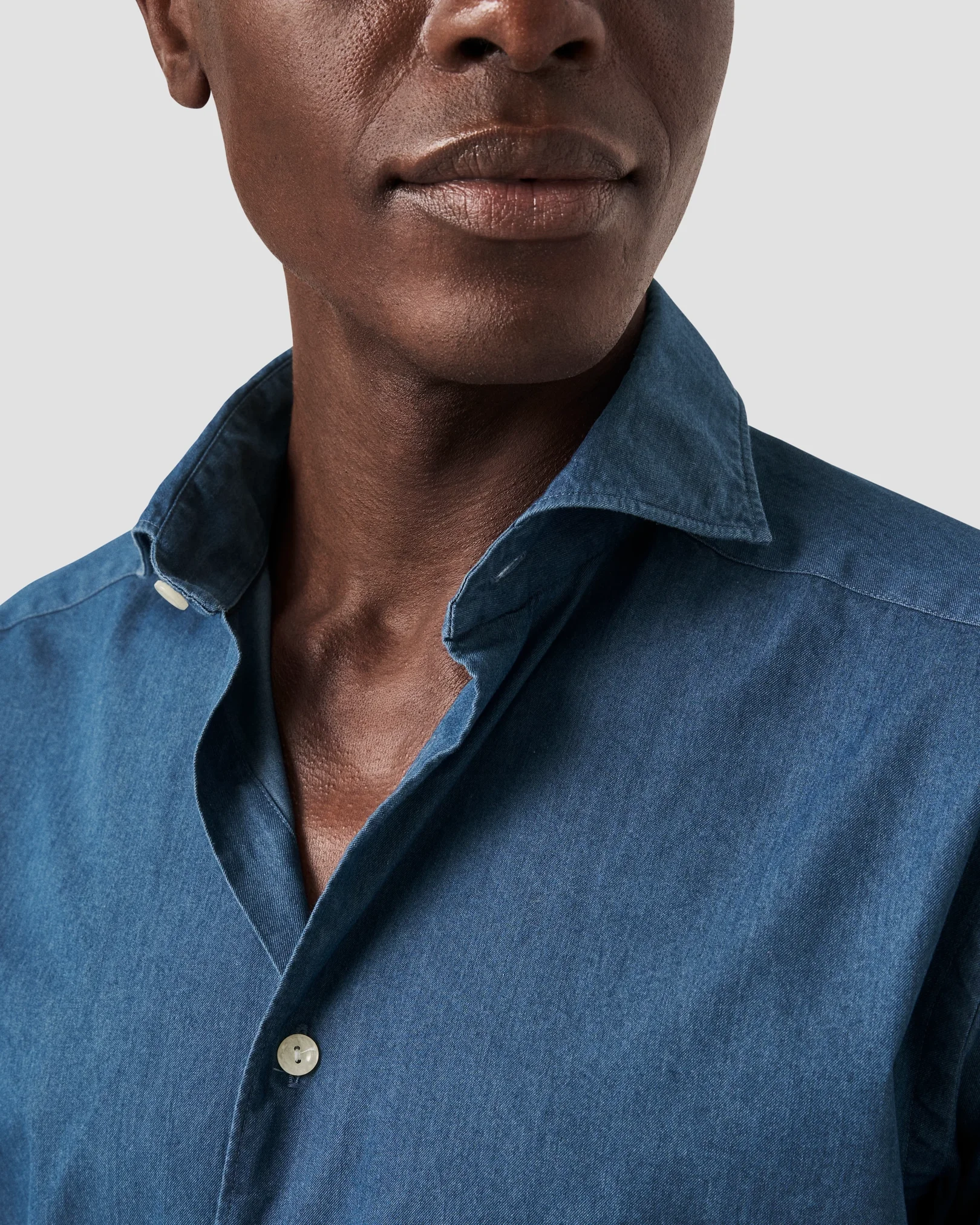 Eton - navy blue lightweight denim shirt