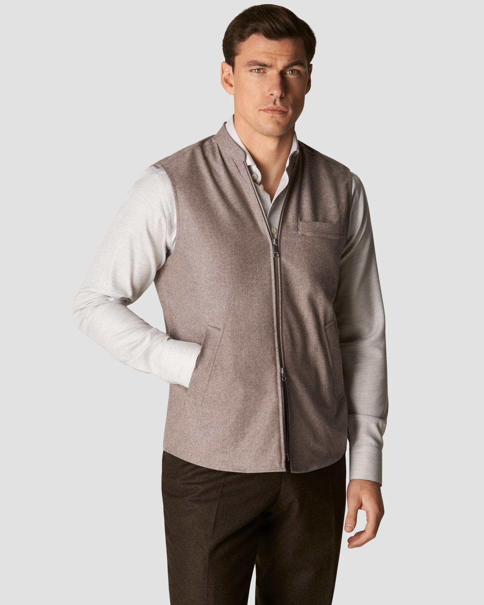 Eton - beige twill wool vest