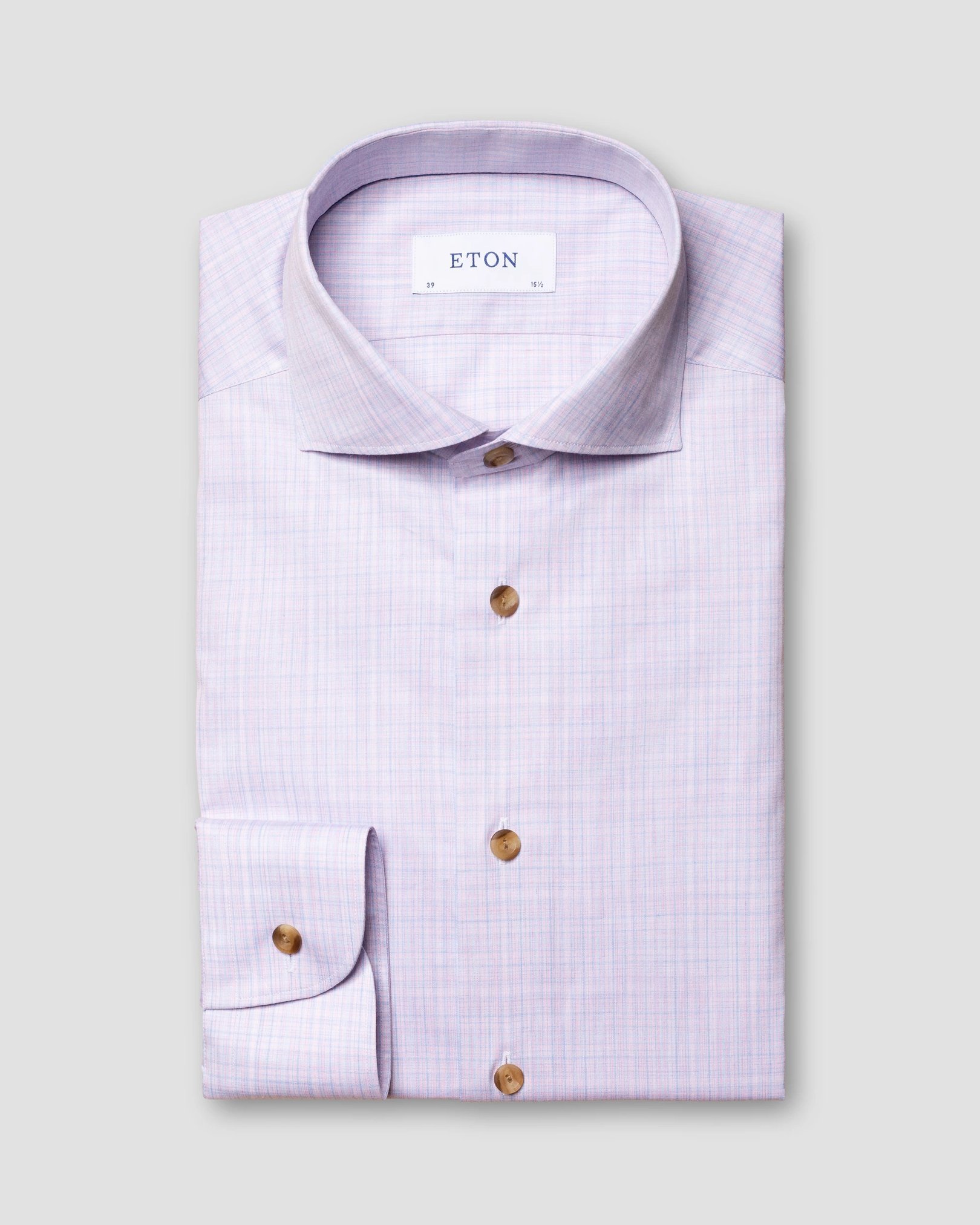 Eton - red plaid fine twill shirt