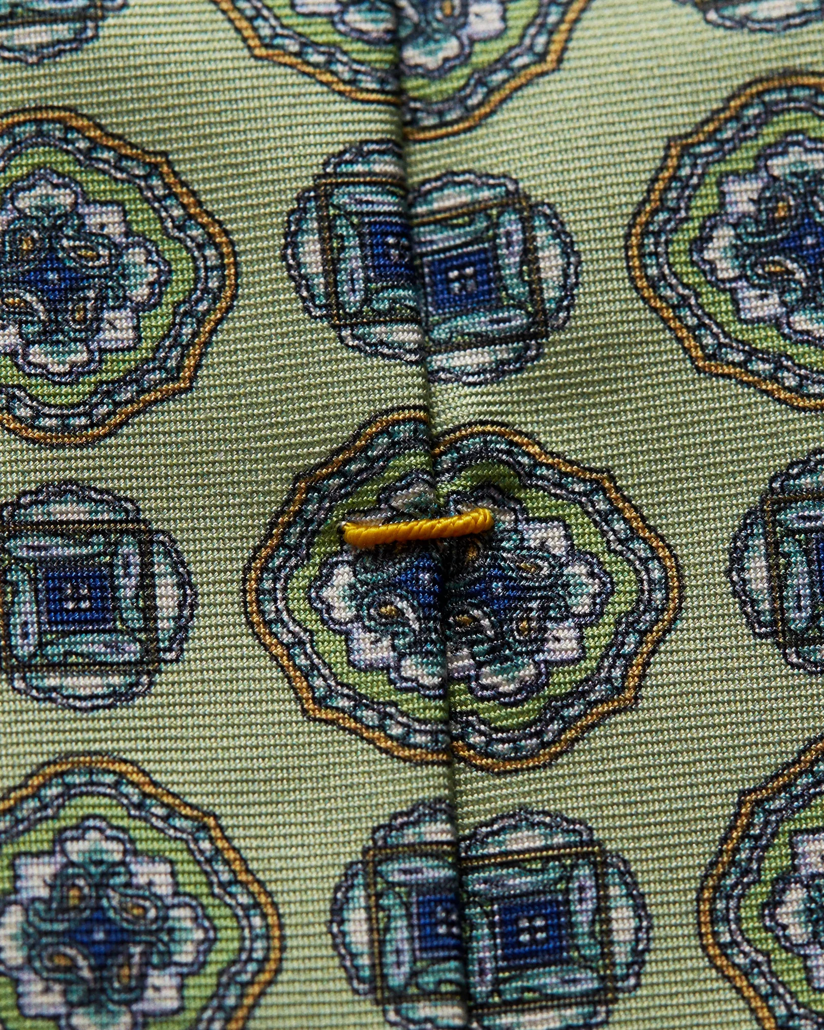 Eton - green front tail printed tie