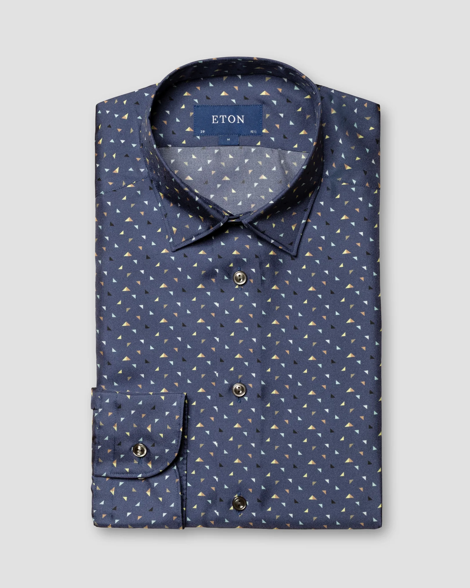 Eton - navy blue silk twill geometric print