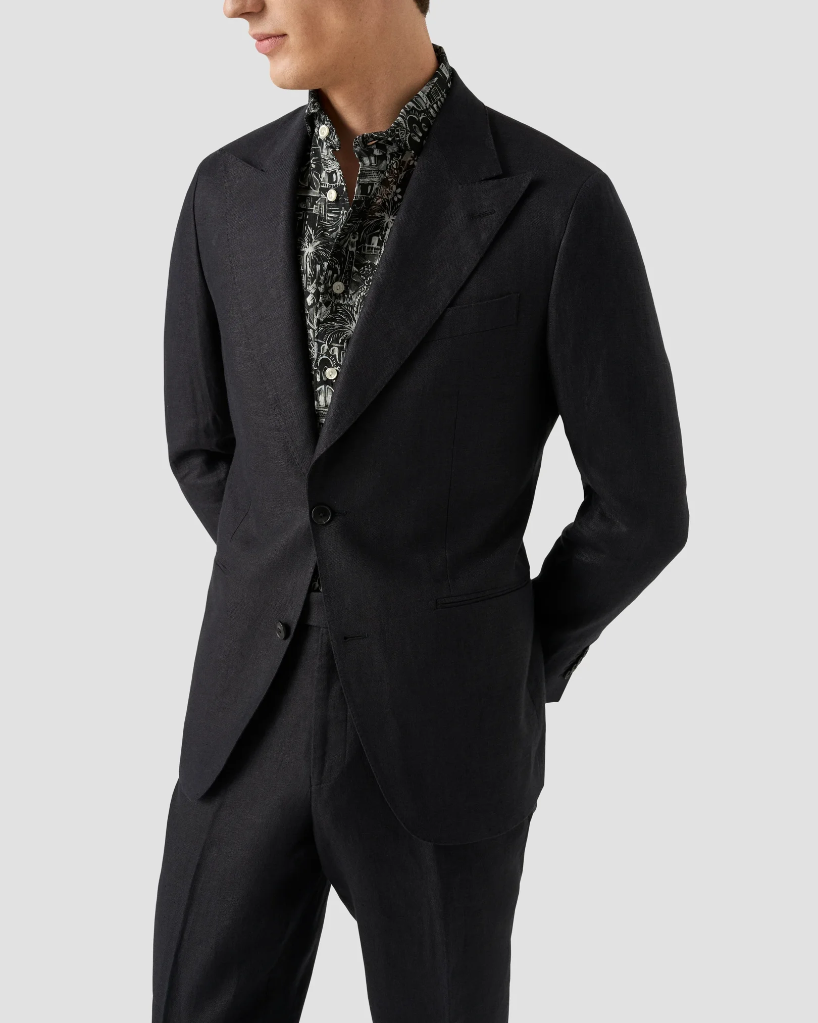 Eton - black gaudi garden print shirt
