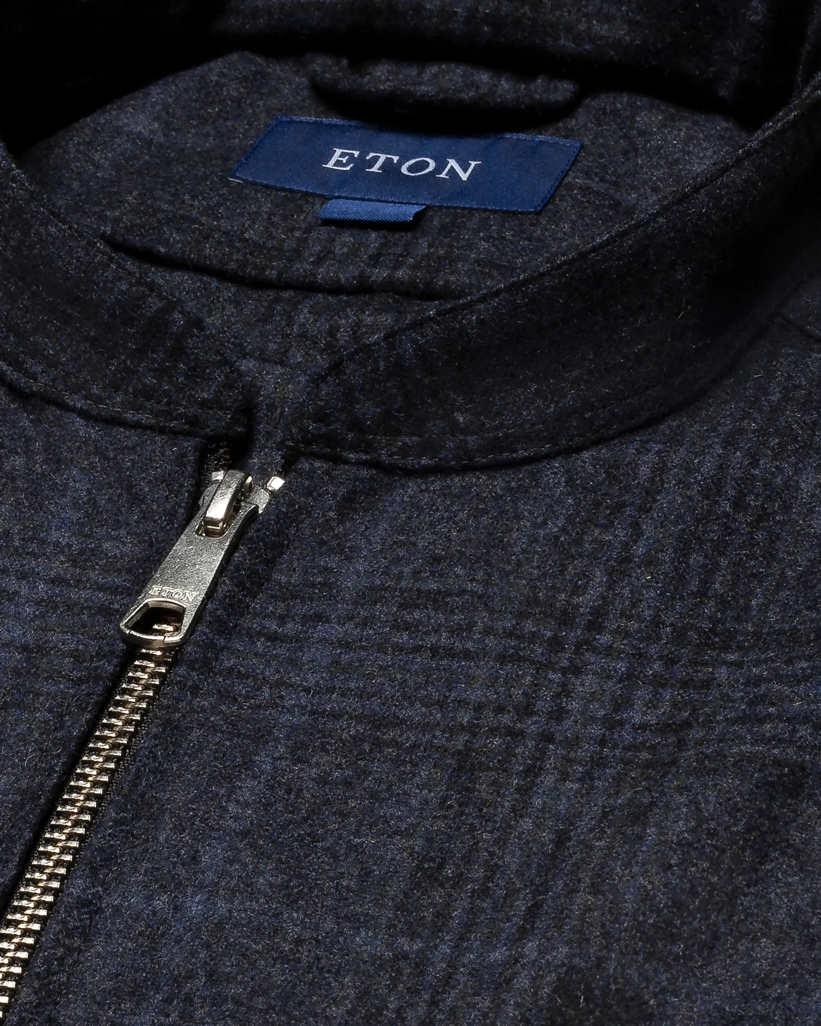 Eton - checked navy blue twill wool cashmere