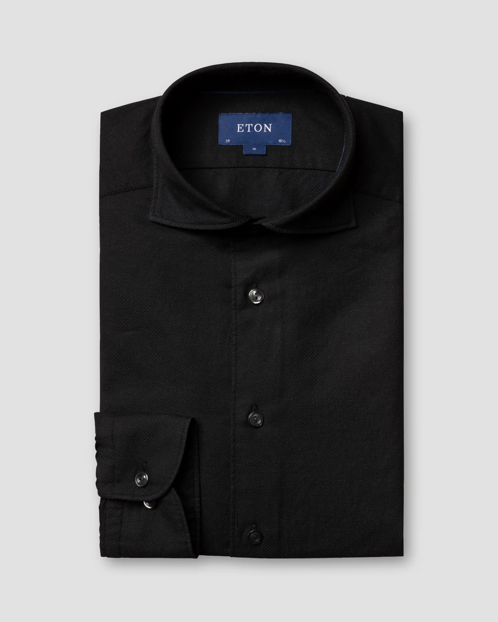 Eton - black cotton and silk shirt