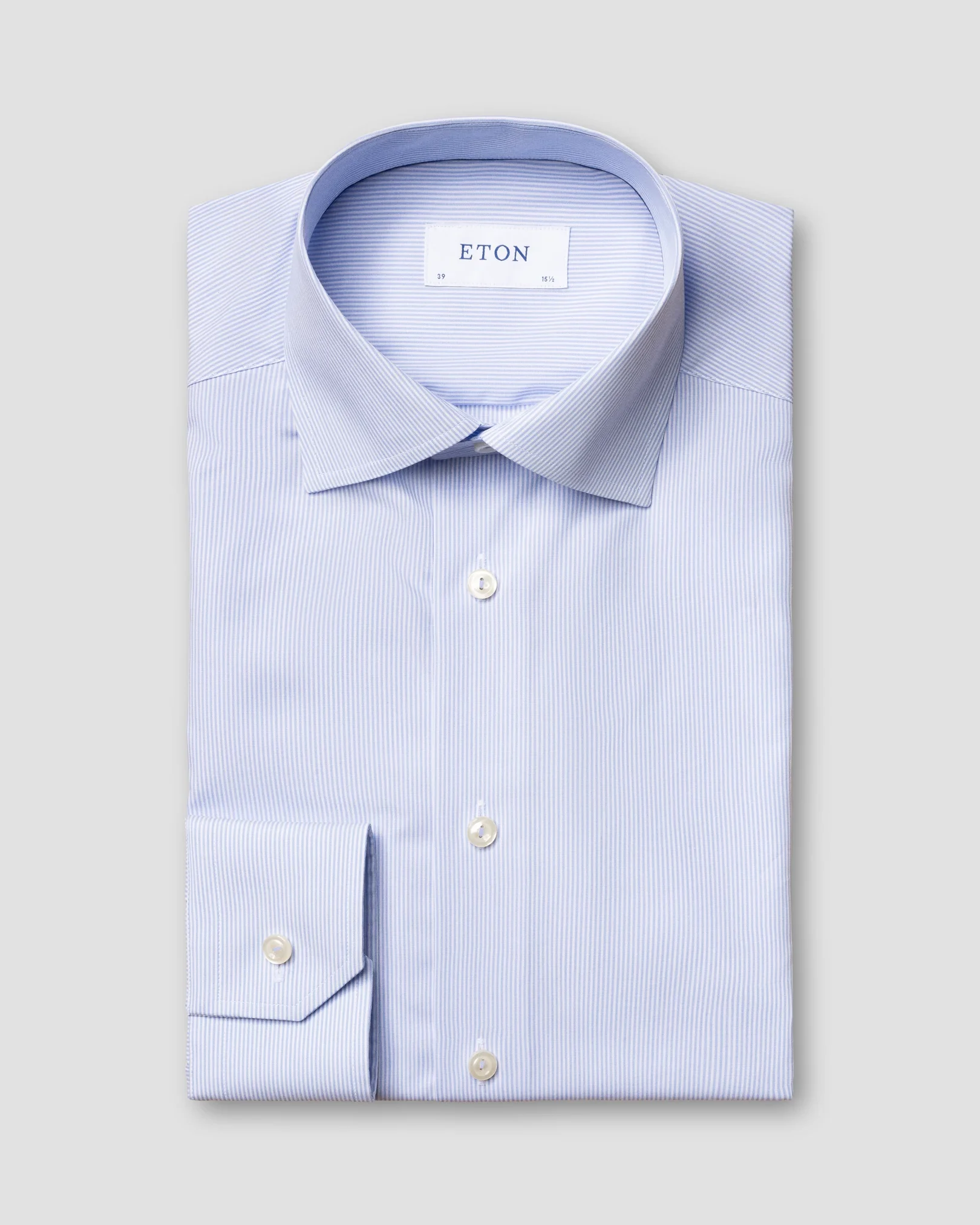Eton - light blue poplin striped