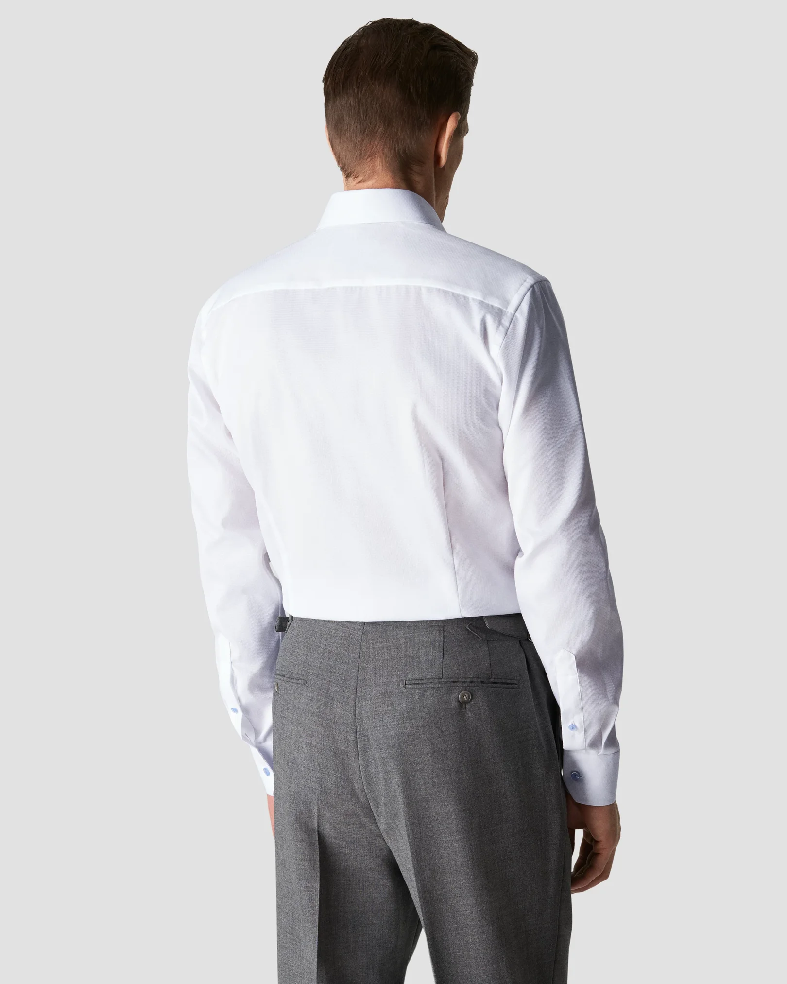 Eton - white twill cutaway dobby effect