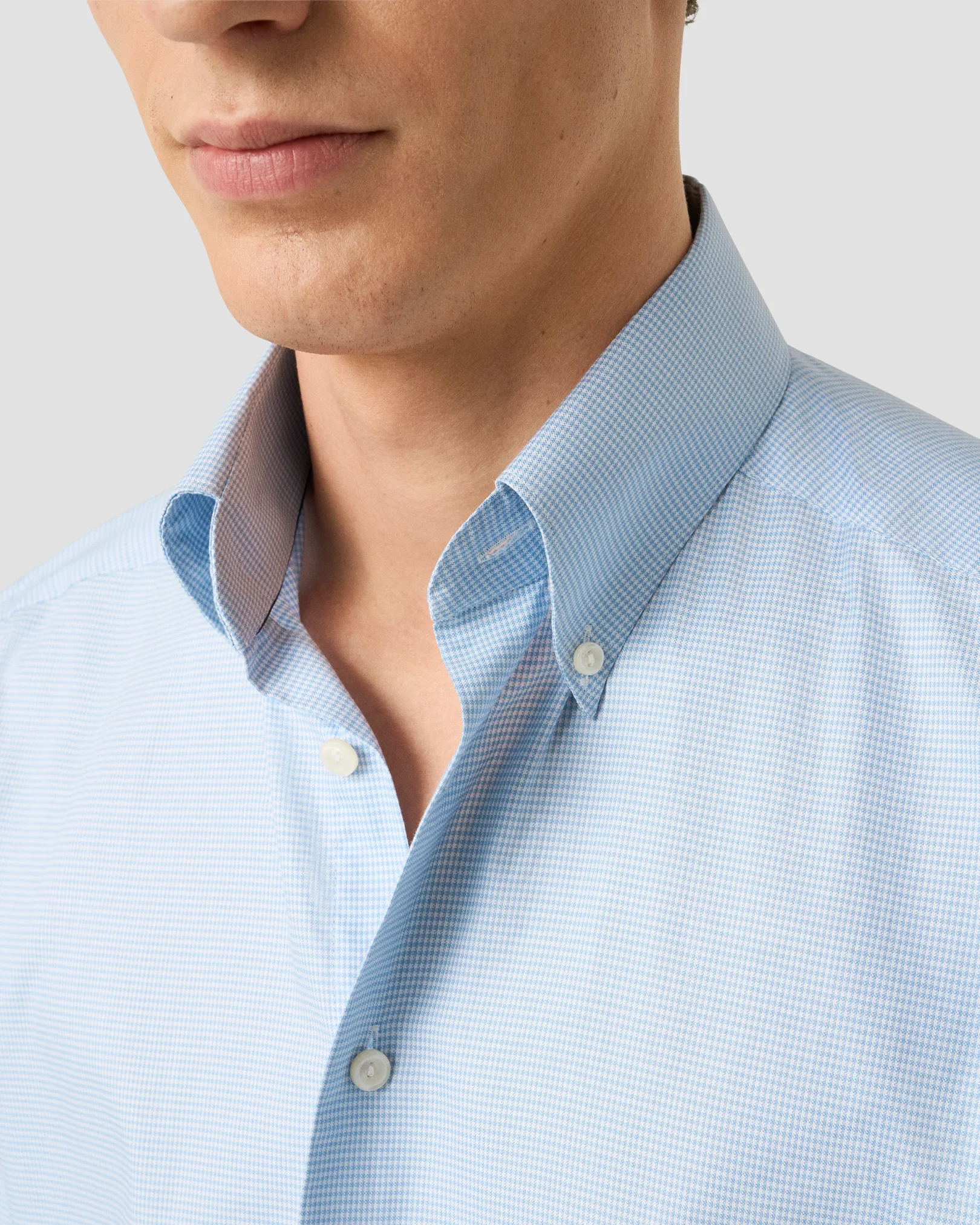Eton - light blue check signature oxfordshirt