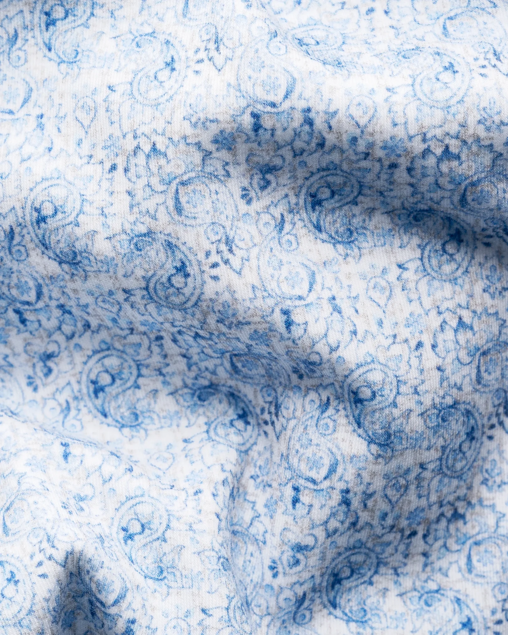 Eton - light blue paisley cotton four way stretch shirt