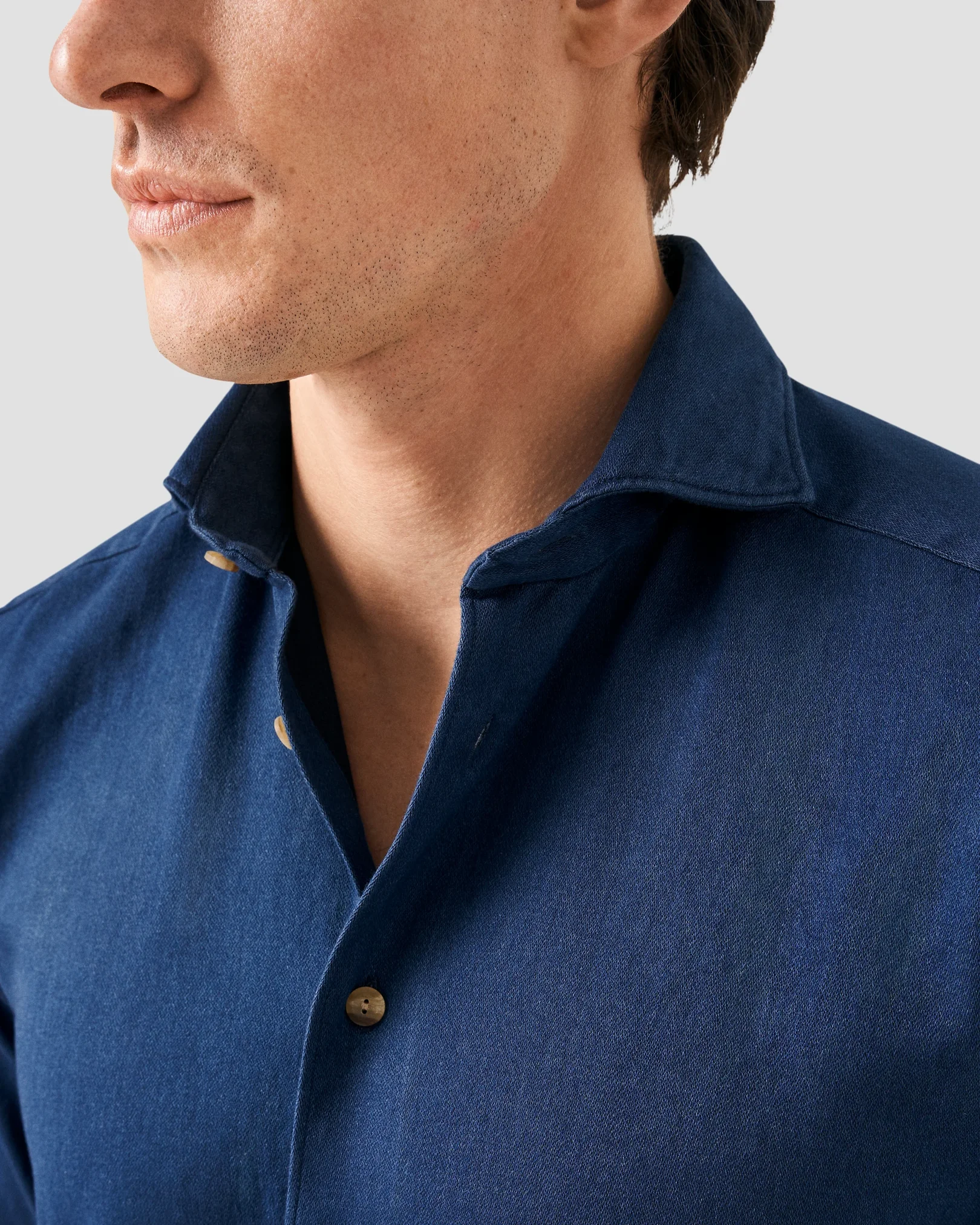Eton - Marinblå Satin Indigo Skjorta