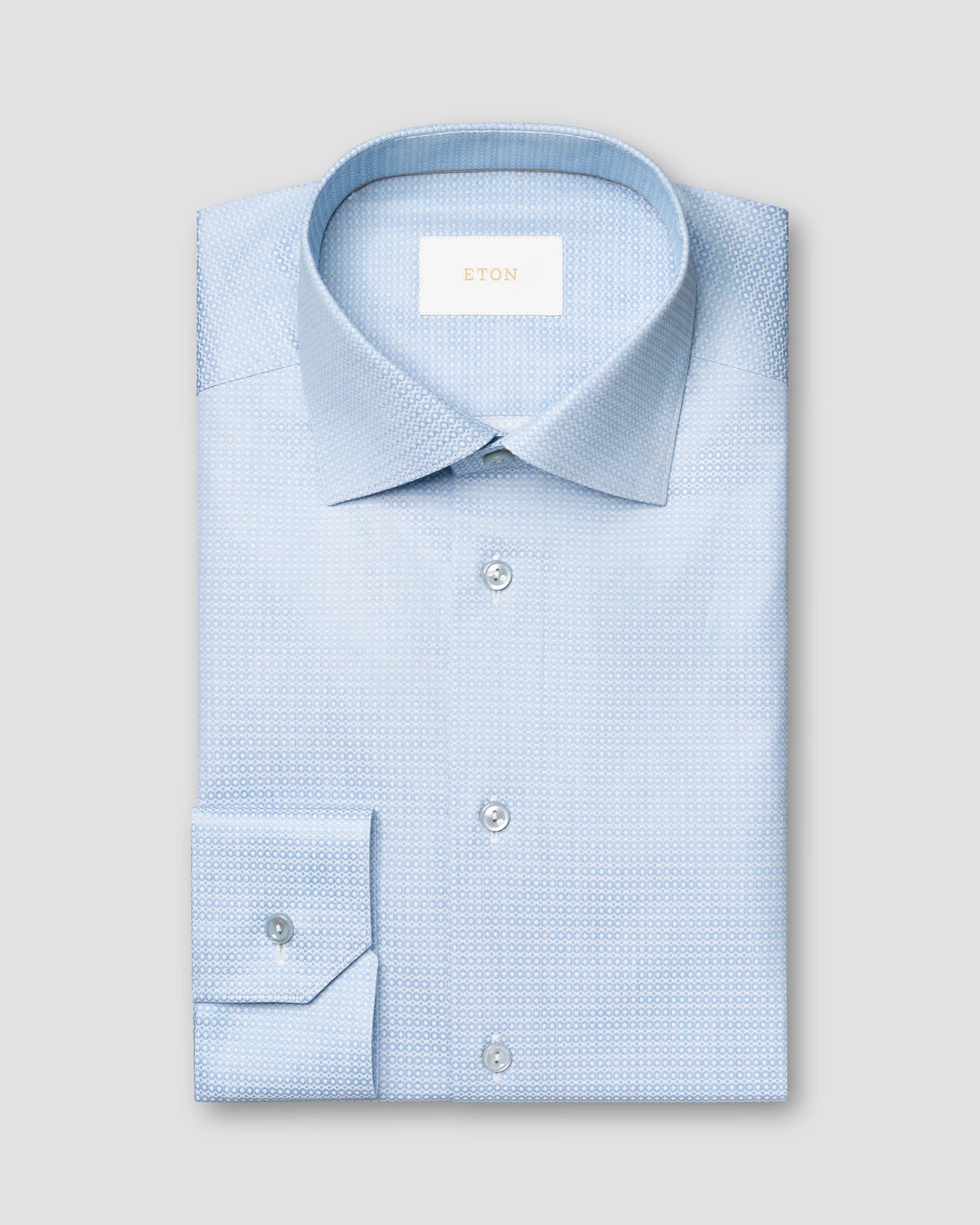 Eton - light blue semi solid elevated piqueshirt