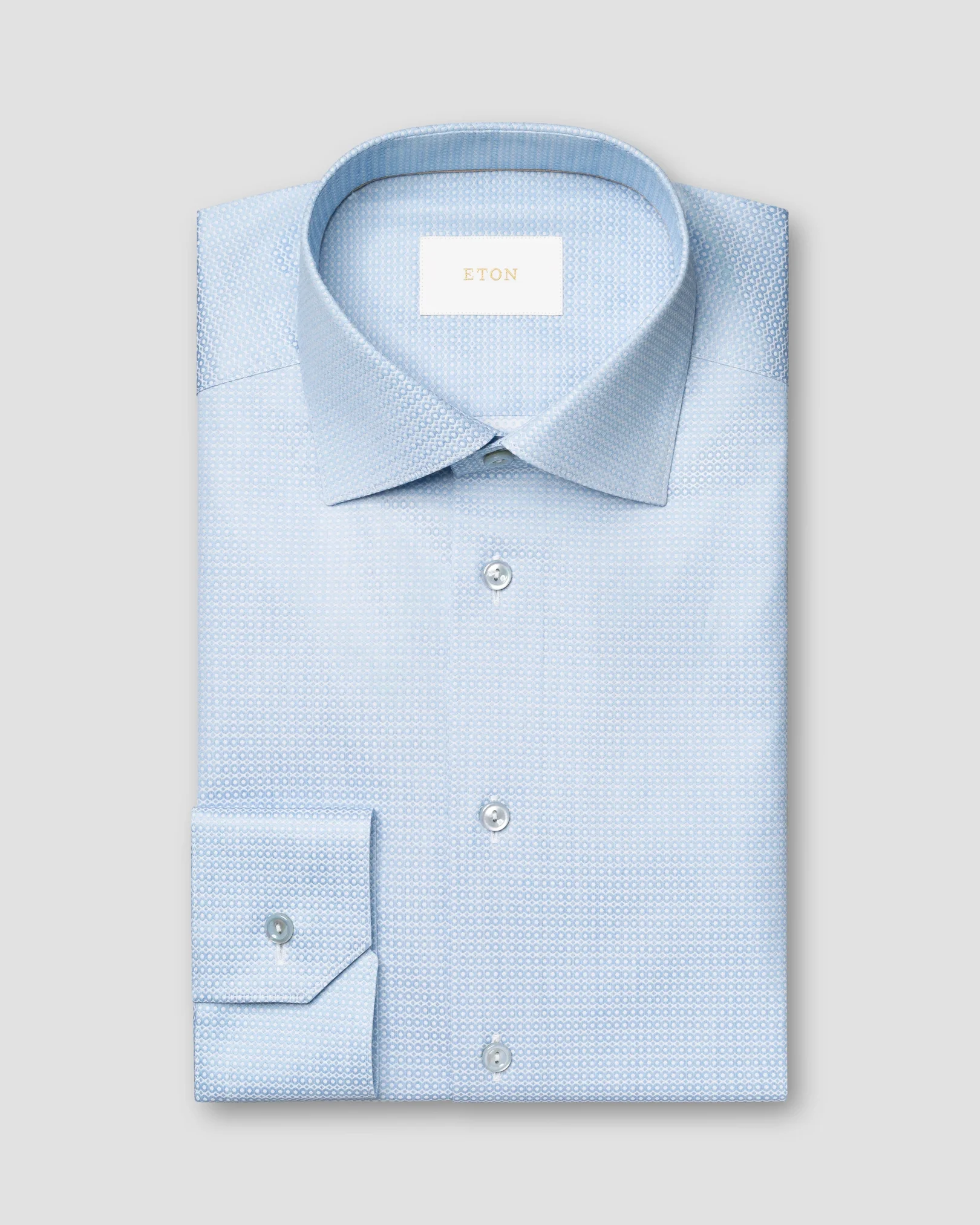 Eton - light blue semi solid elevated piqueshirt