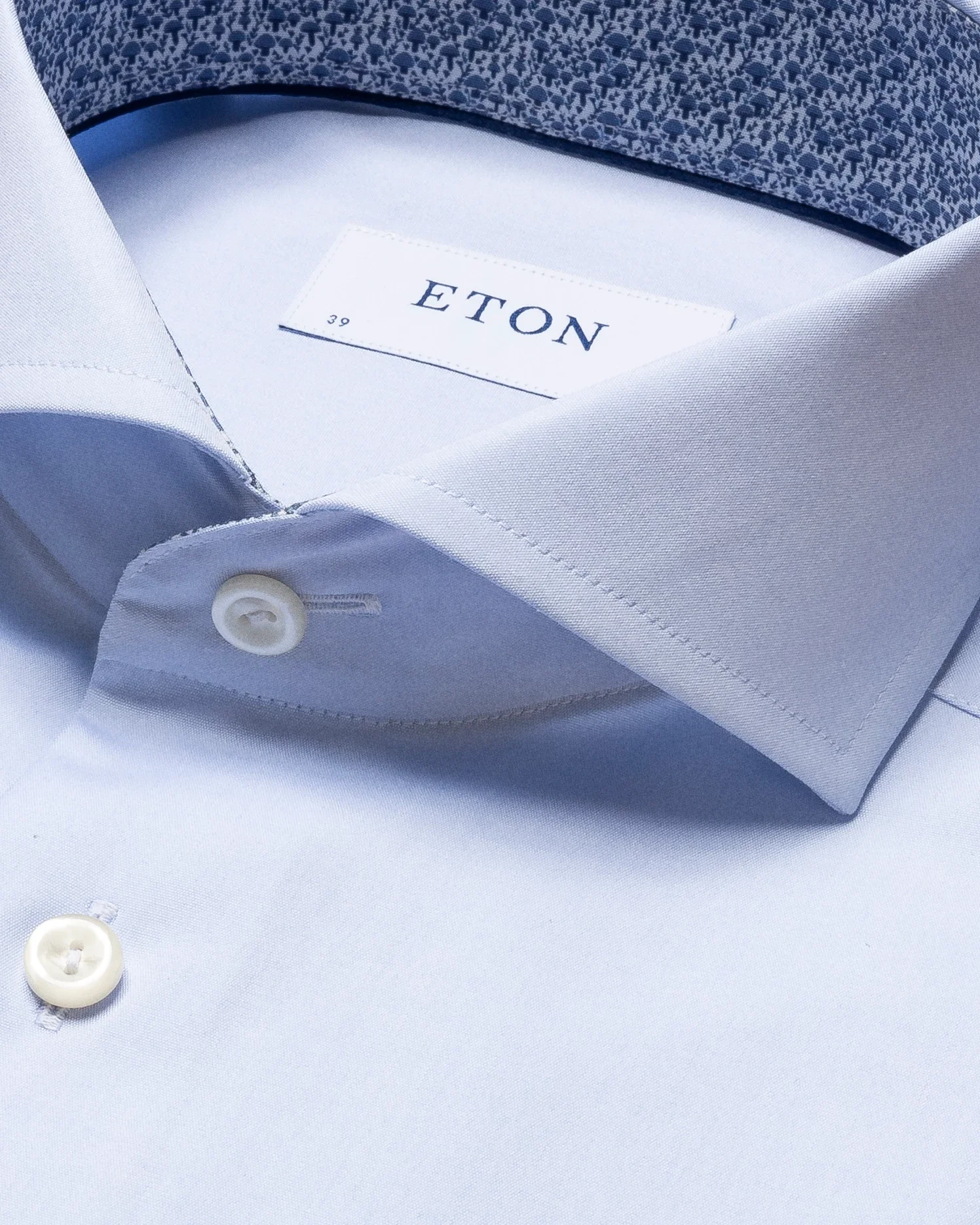 Eton - light blue poplin shirt mushroom print details