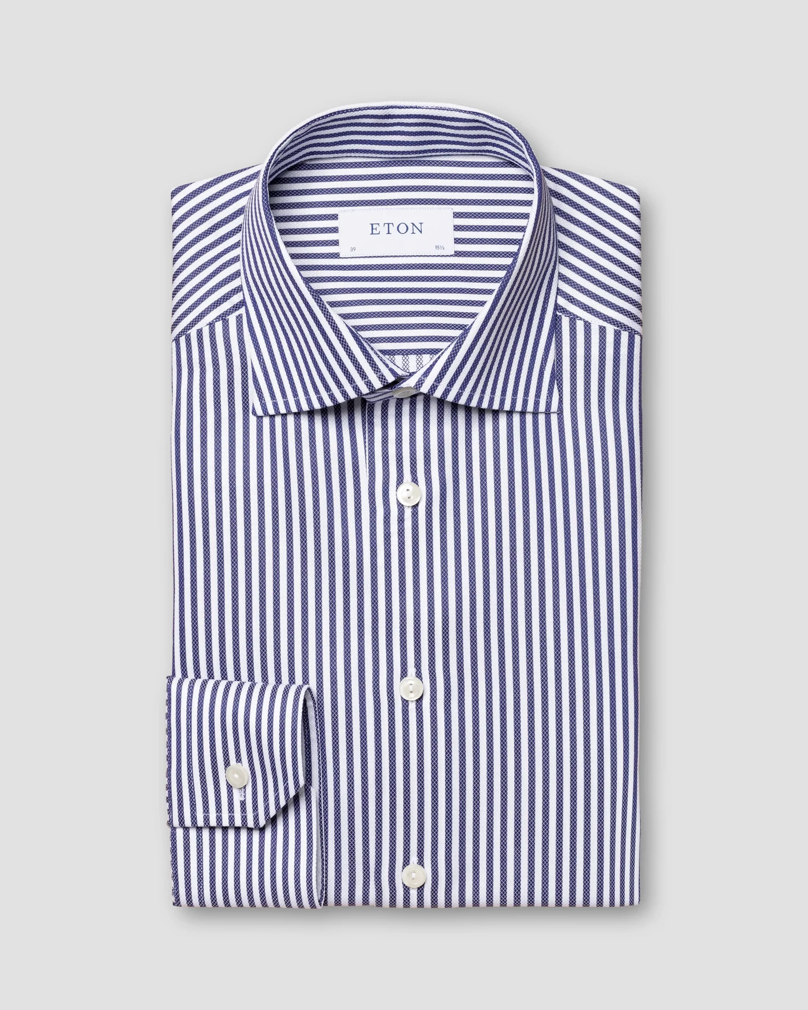 Eton - dark blue signature twill cutaway classic stripes