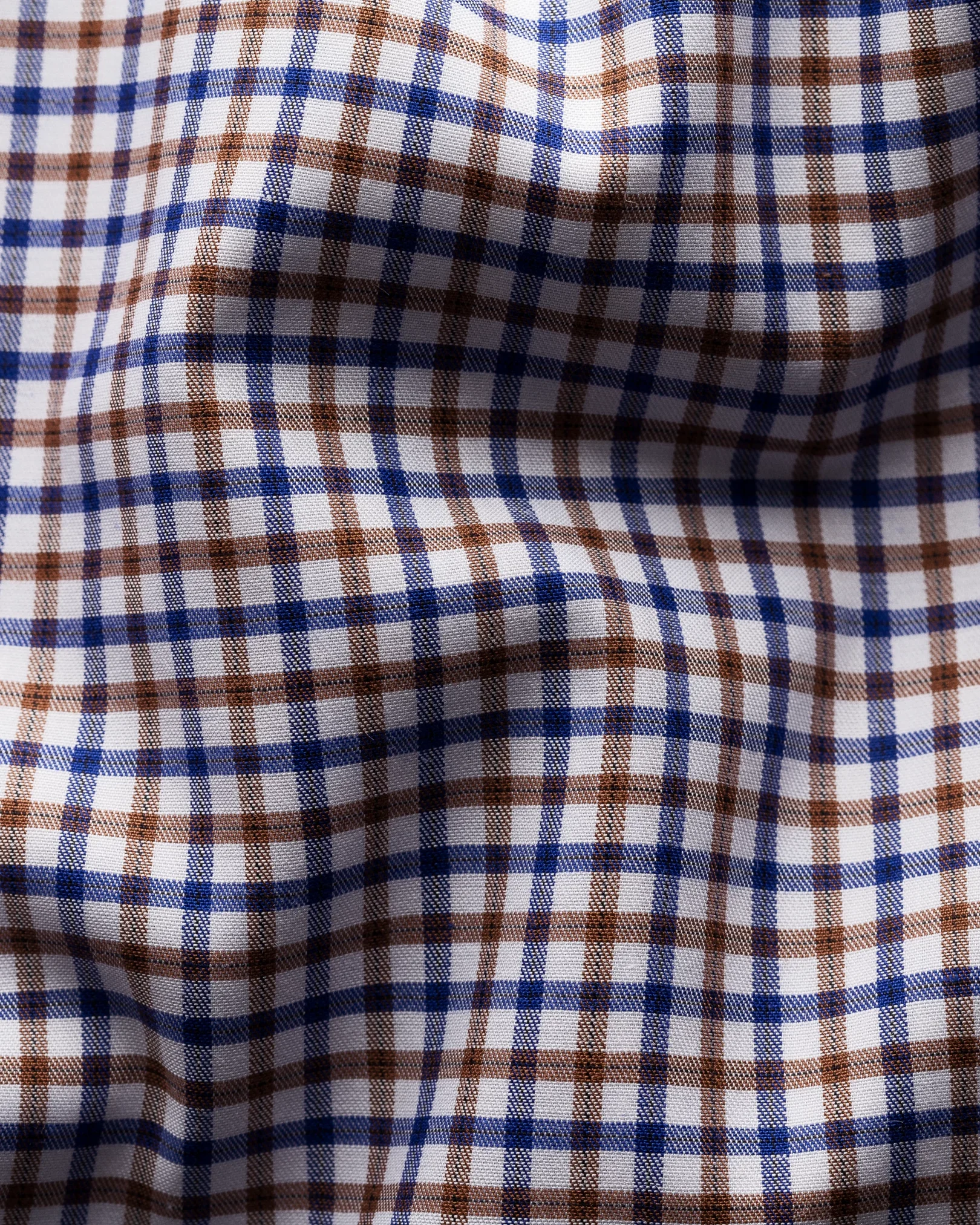 Eton - brown navy check twill shirt