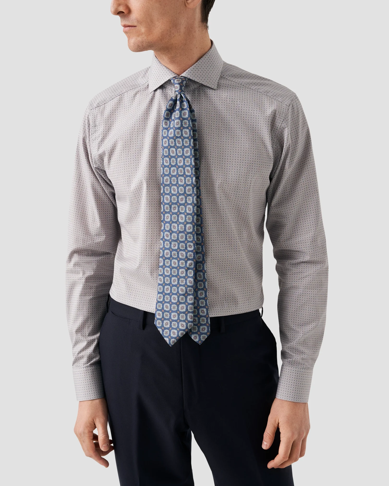 Eton - micro medallion print poplin shirt