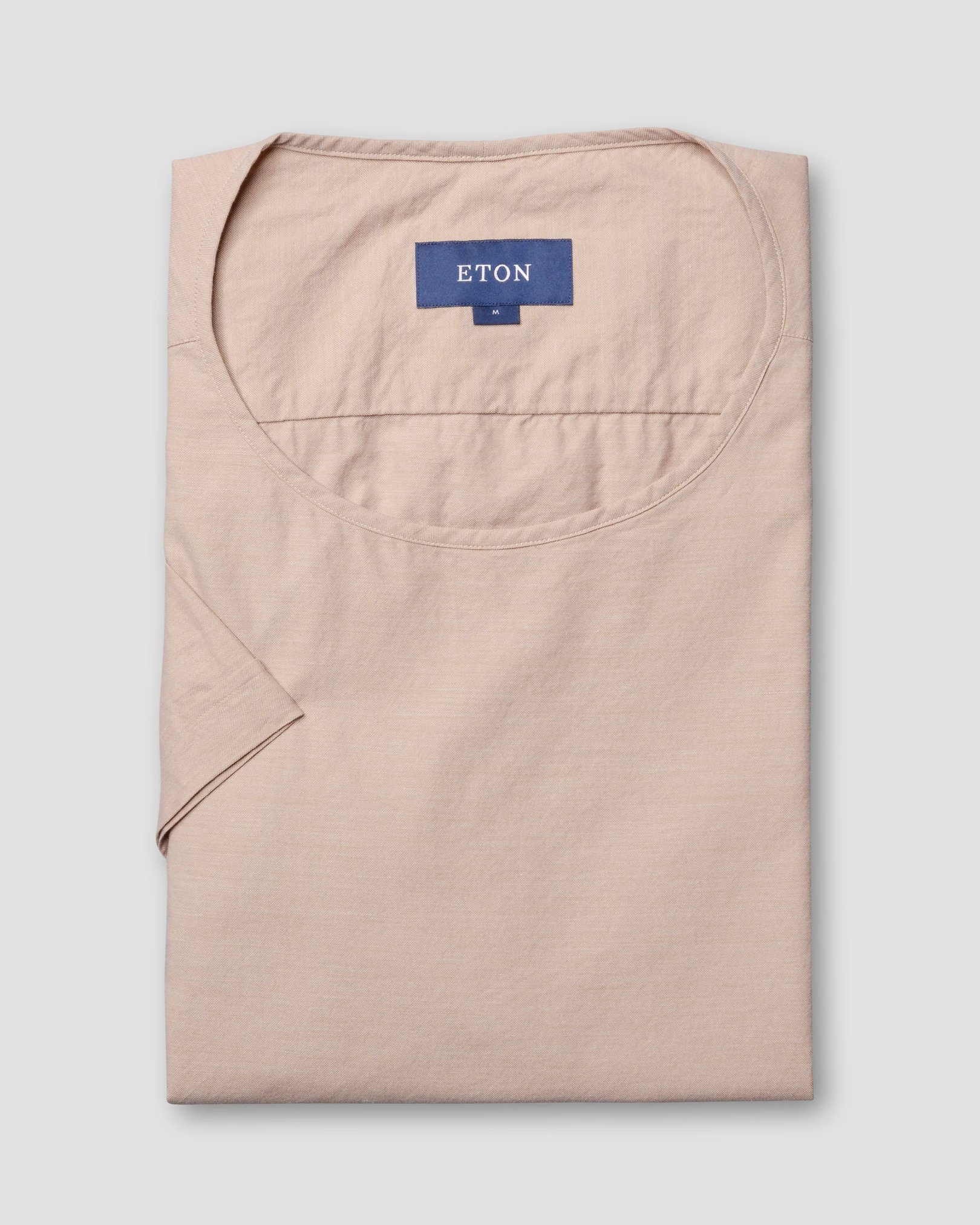 Eton - sand t shirt in woven twill