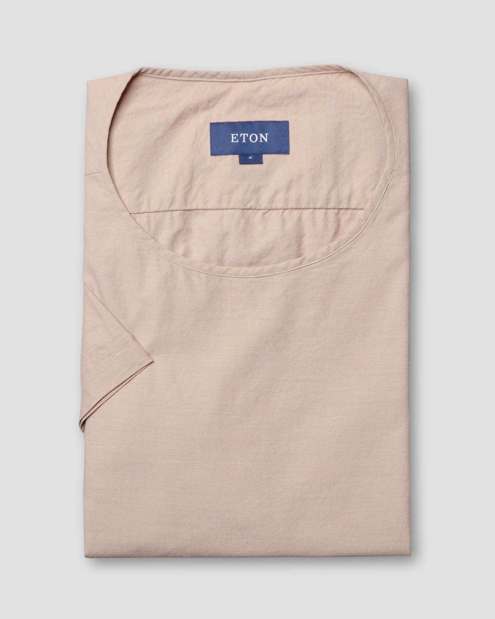 Eton - sand t shirt in woven twill