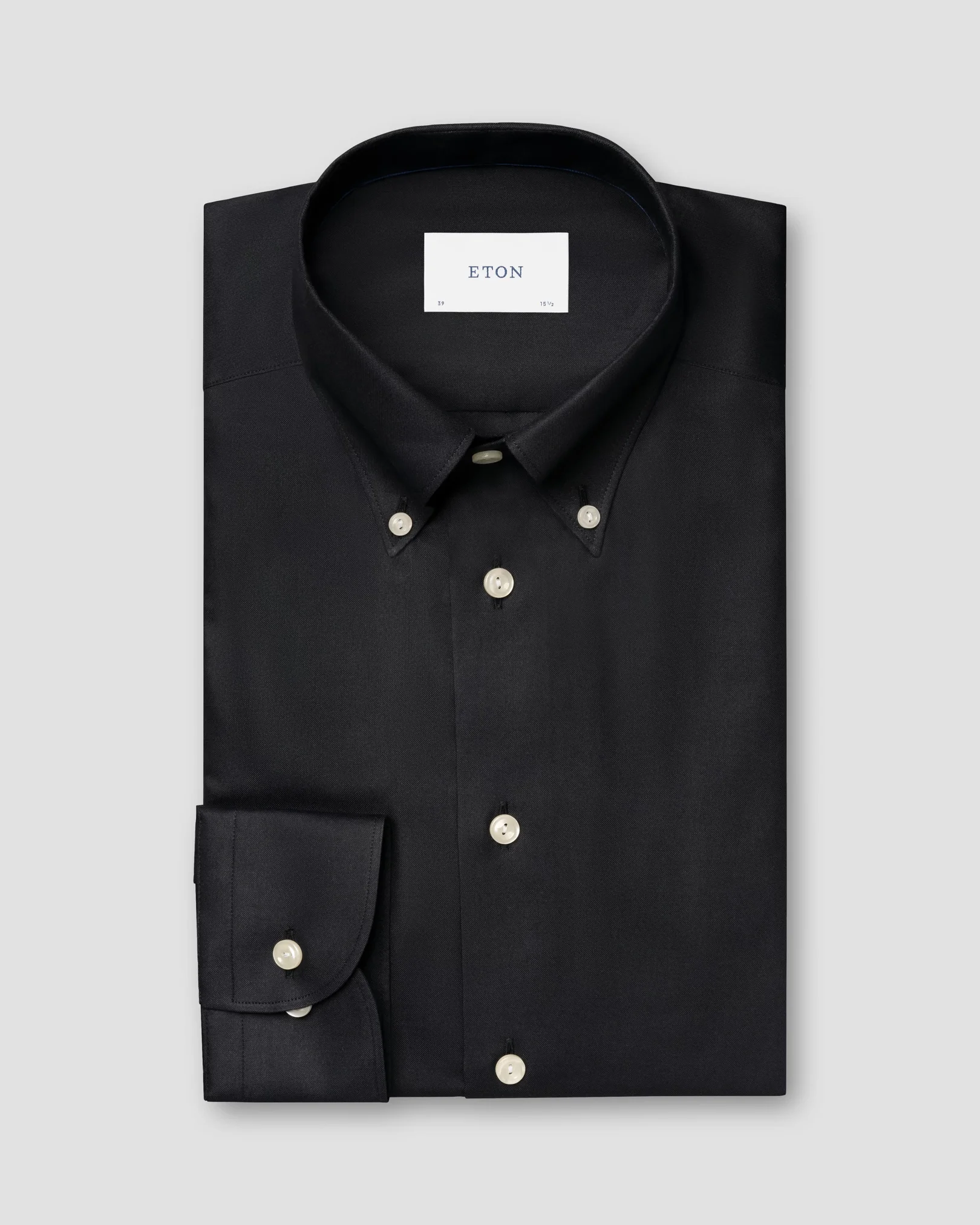 Eton - black solid wrinkle free oxford