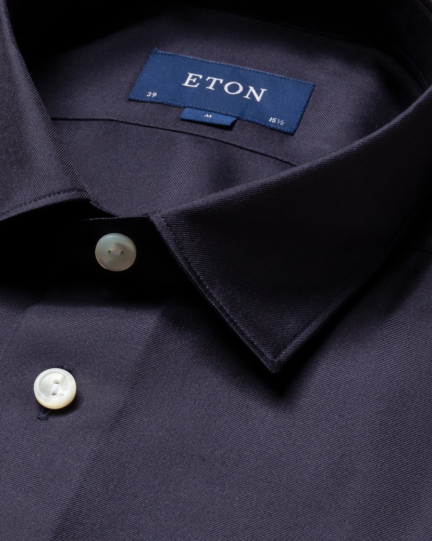 Eton - blue silk shirt pointed single rounded slim soft