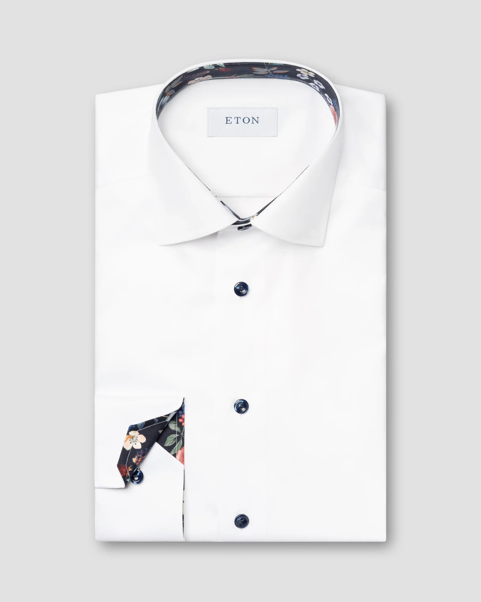 Eton - white signature twill floral details shirt