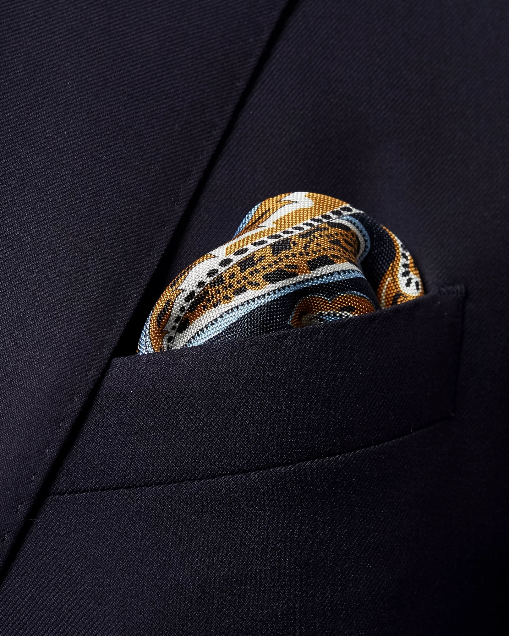 Eton - blue yellow paisley pocket square