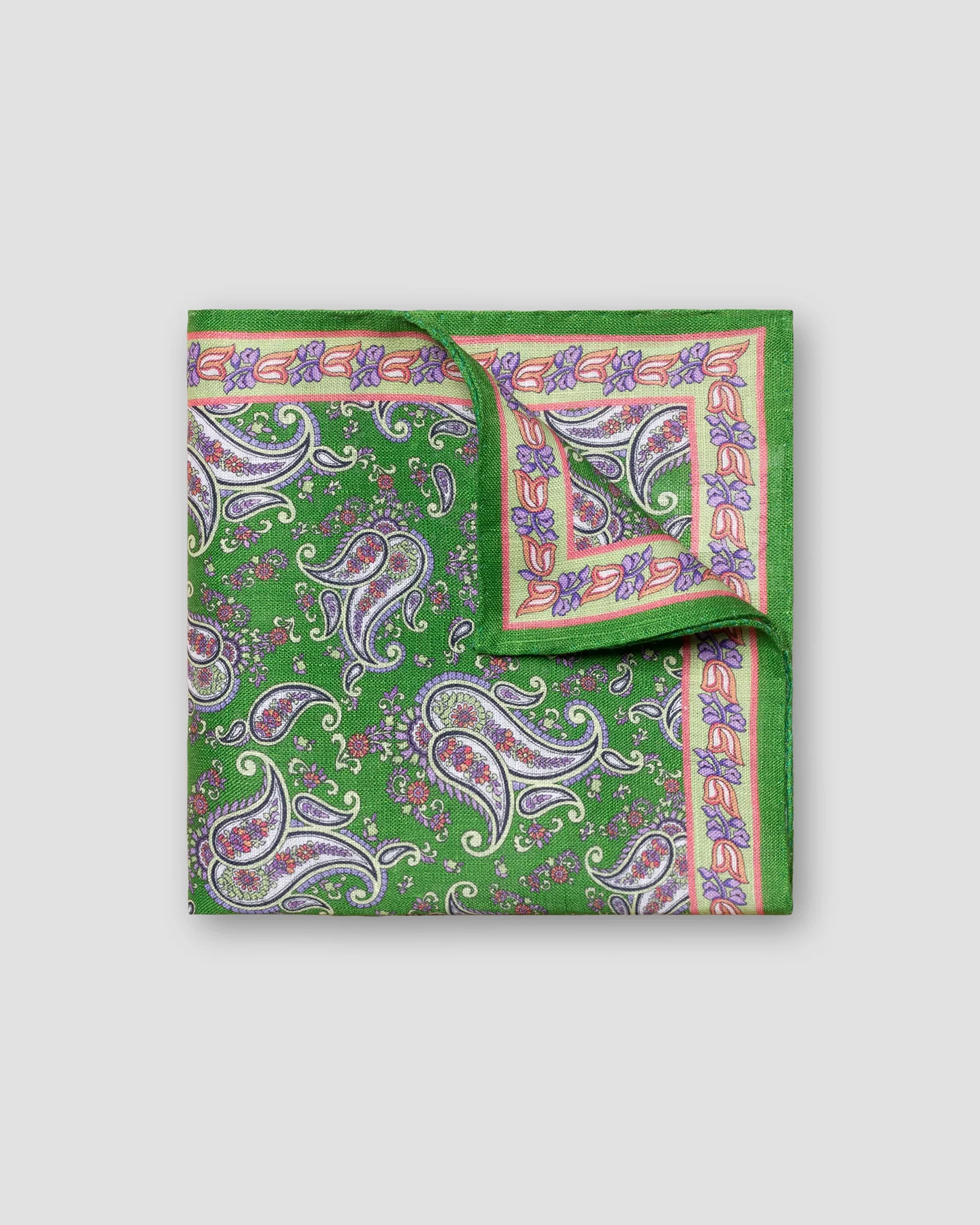 Eton - green paisley twill pcoket square