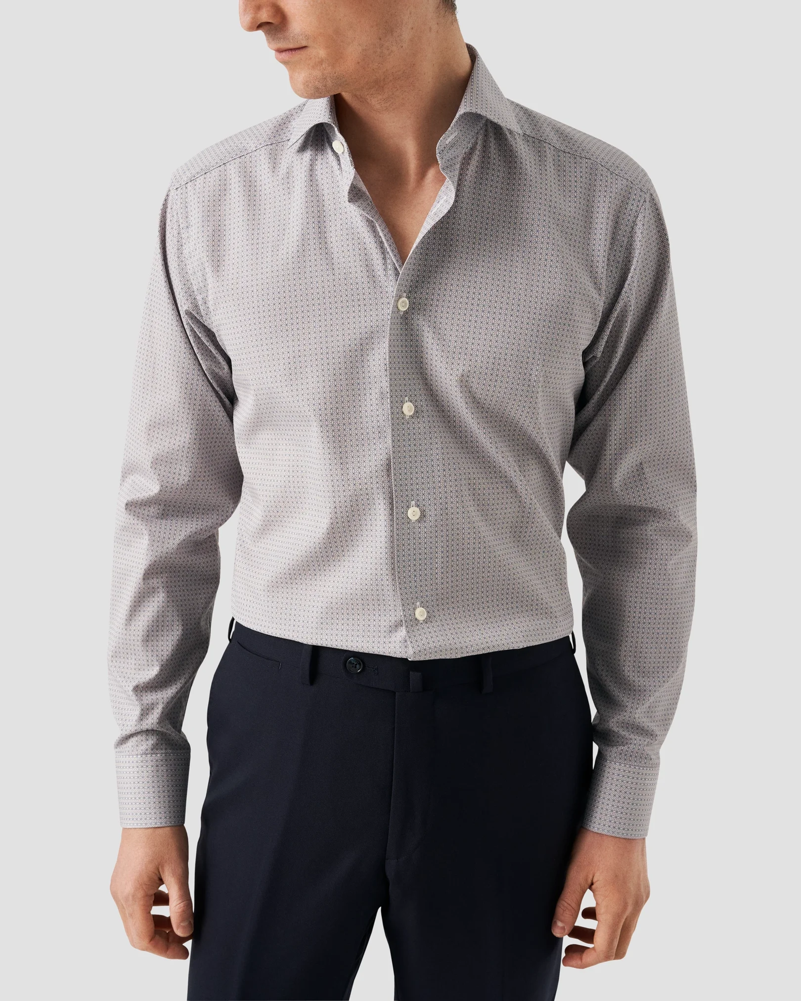 Eton - micro medallion print poplin shirt