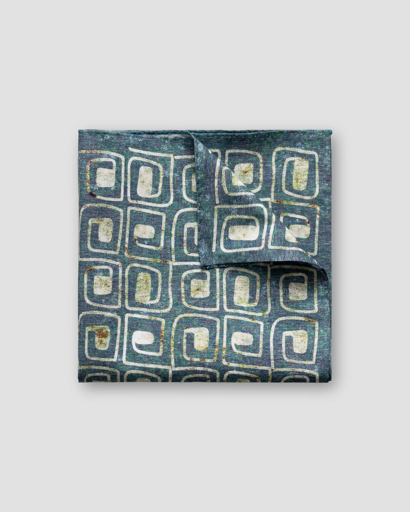 Eton - green block print pocket square