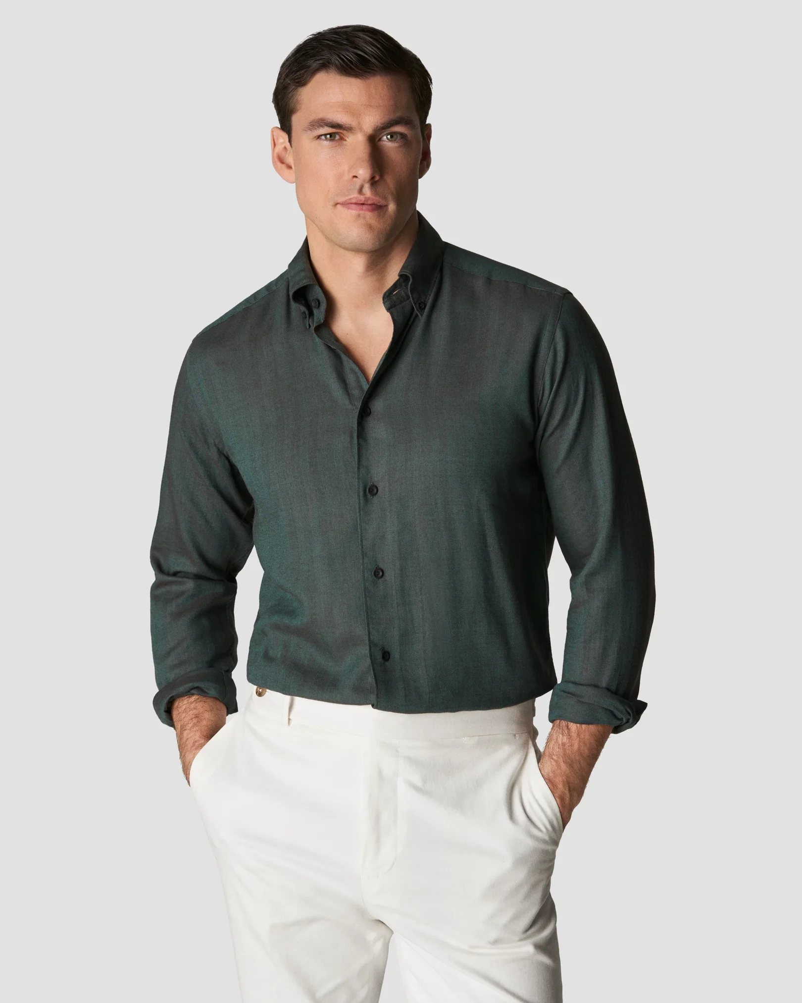 Eton - dark green lightweight flannel