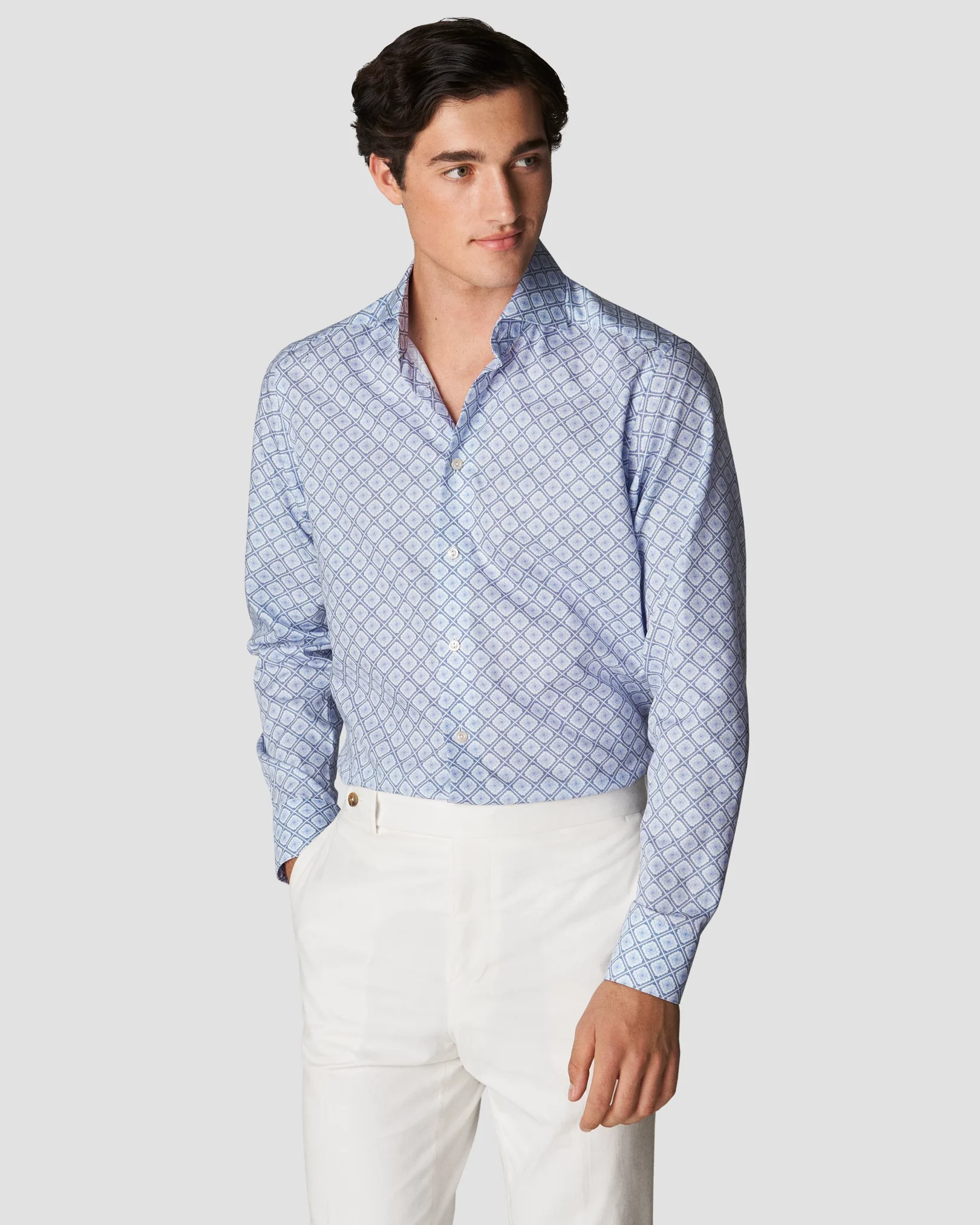 Eton - light blue signature twill widespread