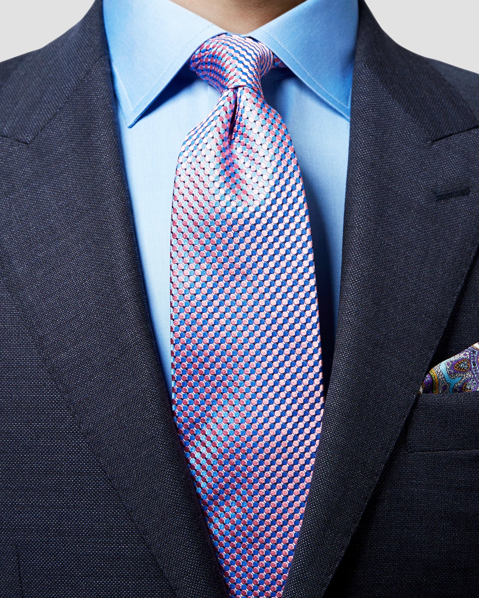 Eton - pink geometric silk tie
