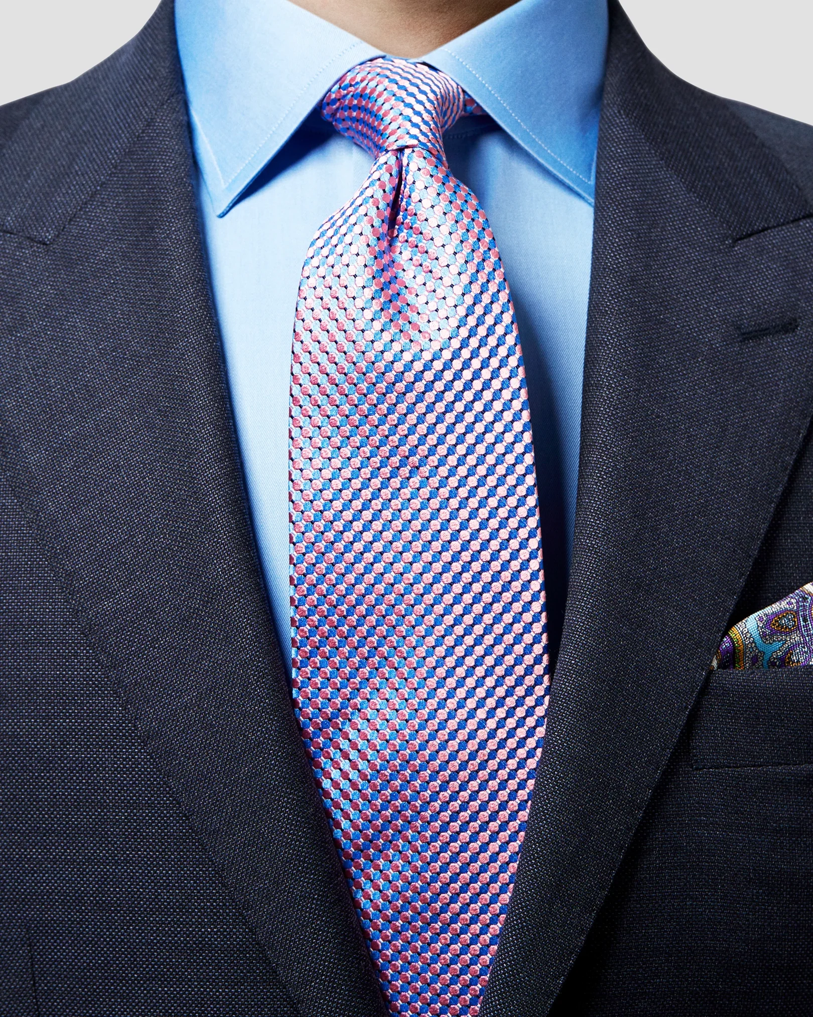 Eton - pink geometric silk tie
