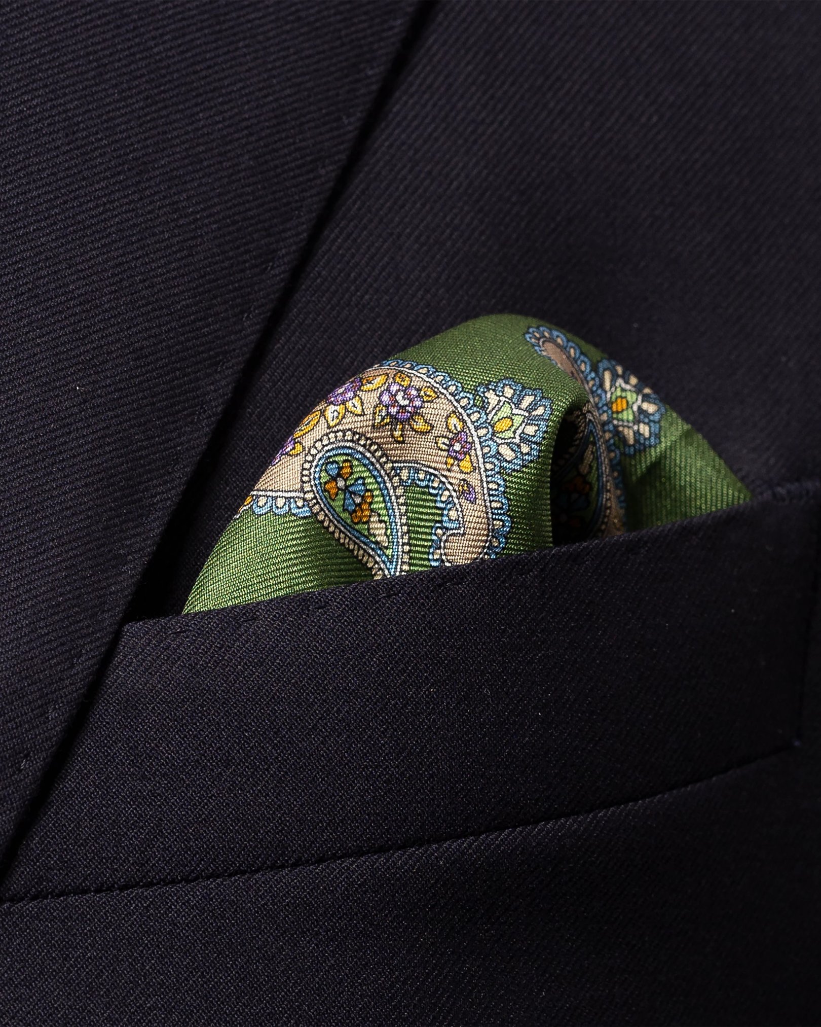 Eton - dark green smart silk pocket square