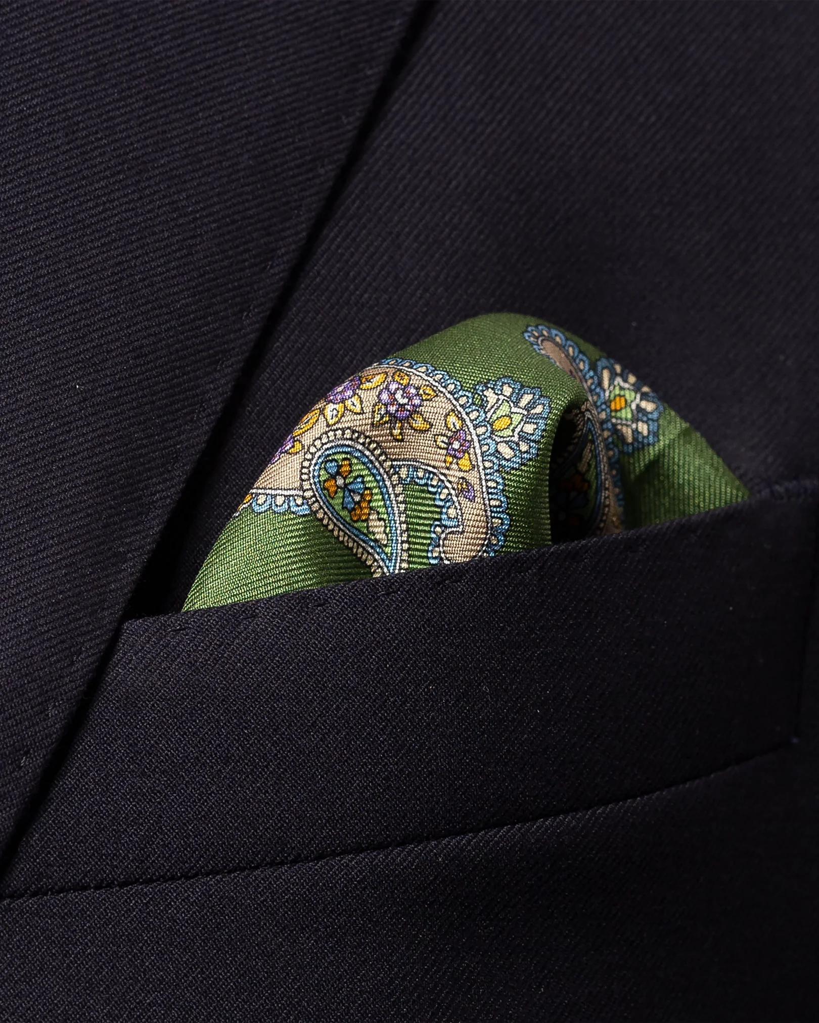 Eton - dark green smart silk pocket square