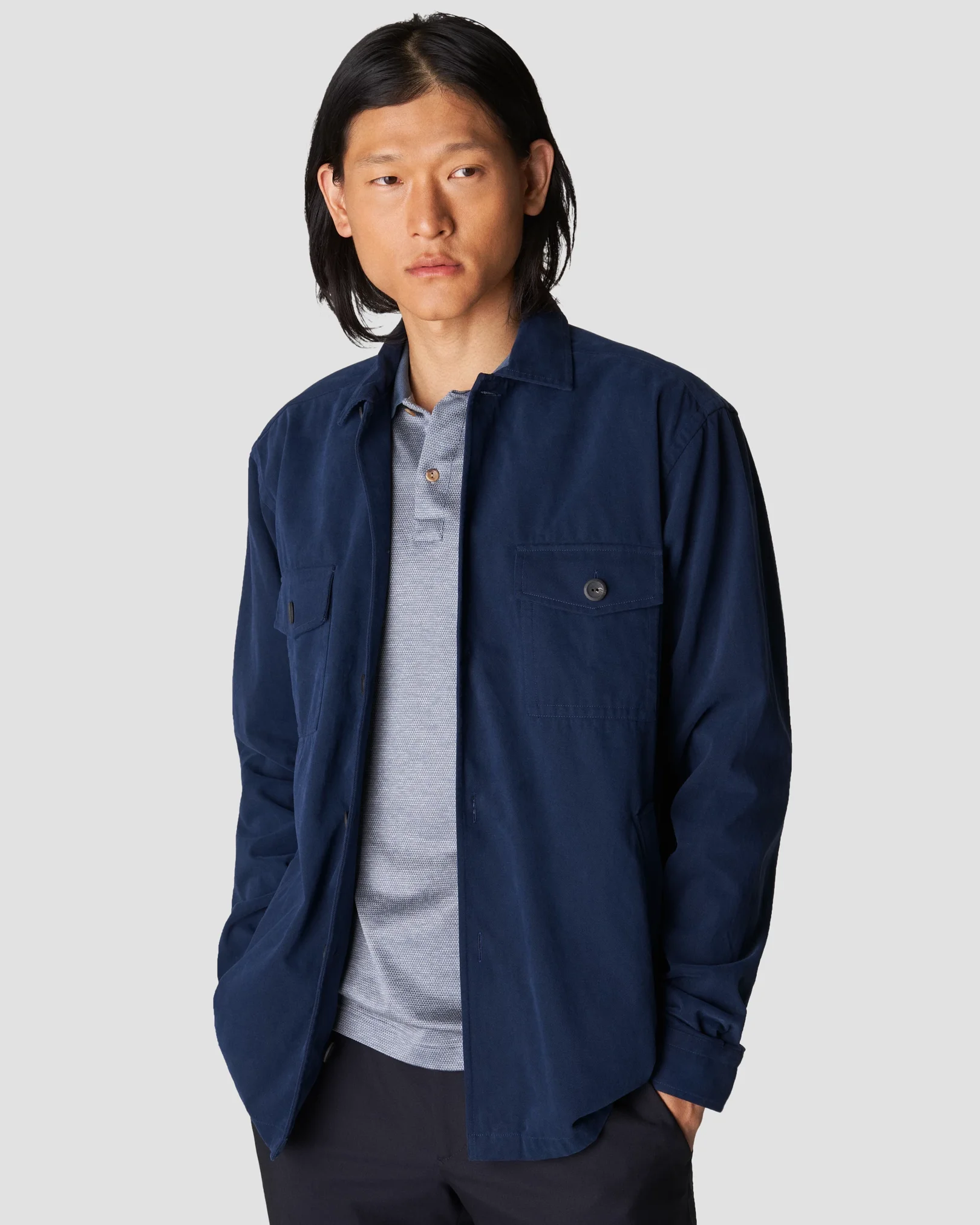 Eton - light blue knit jaquard knitted
