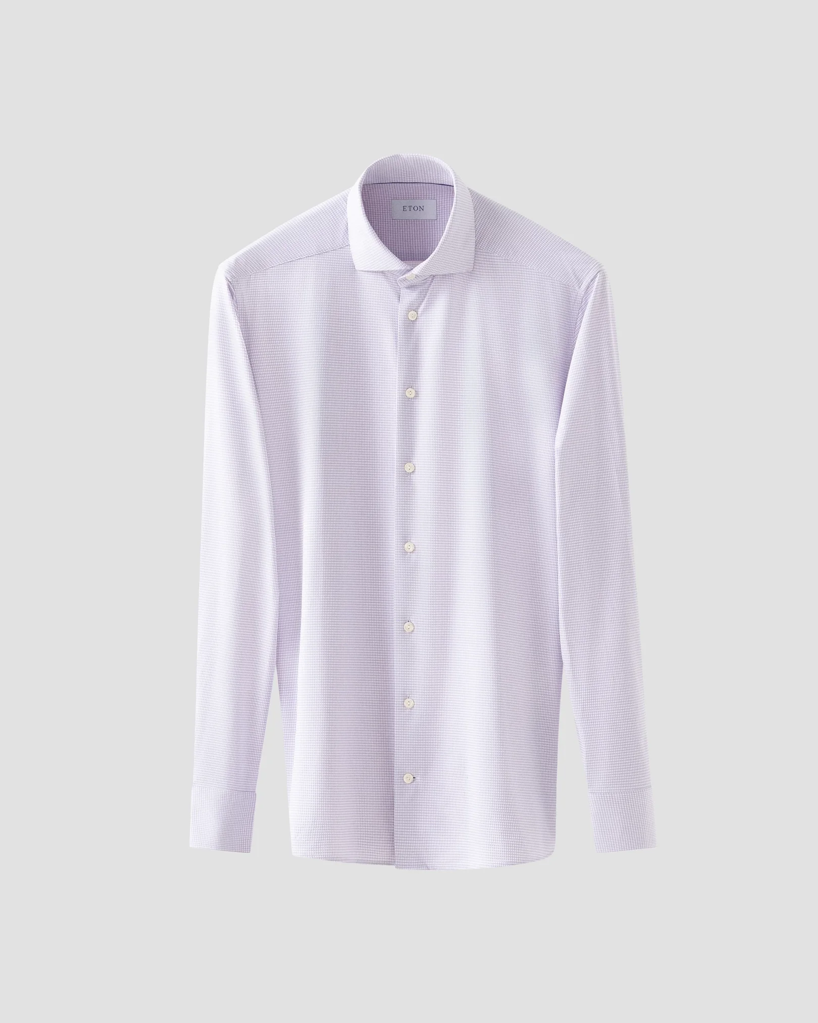 Eton - light purple micro check four way strech shirt