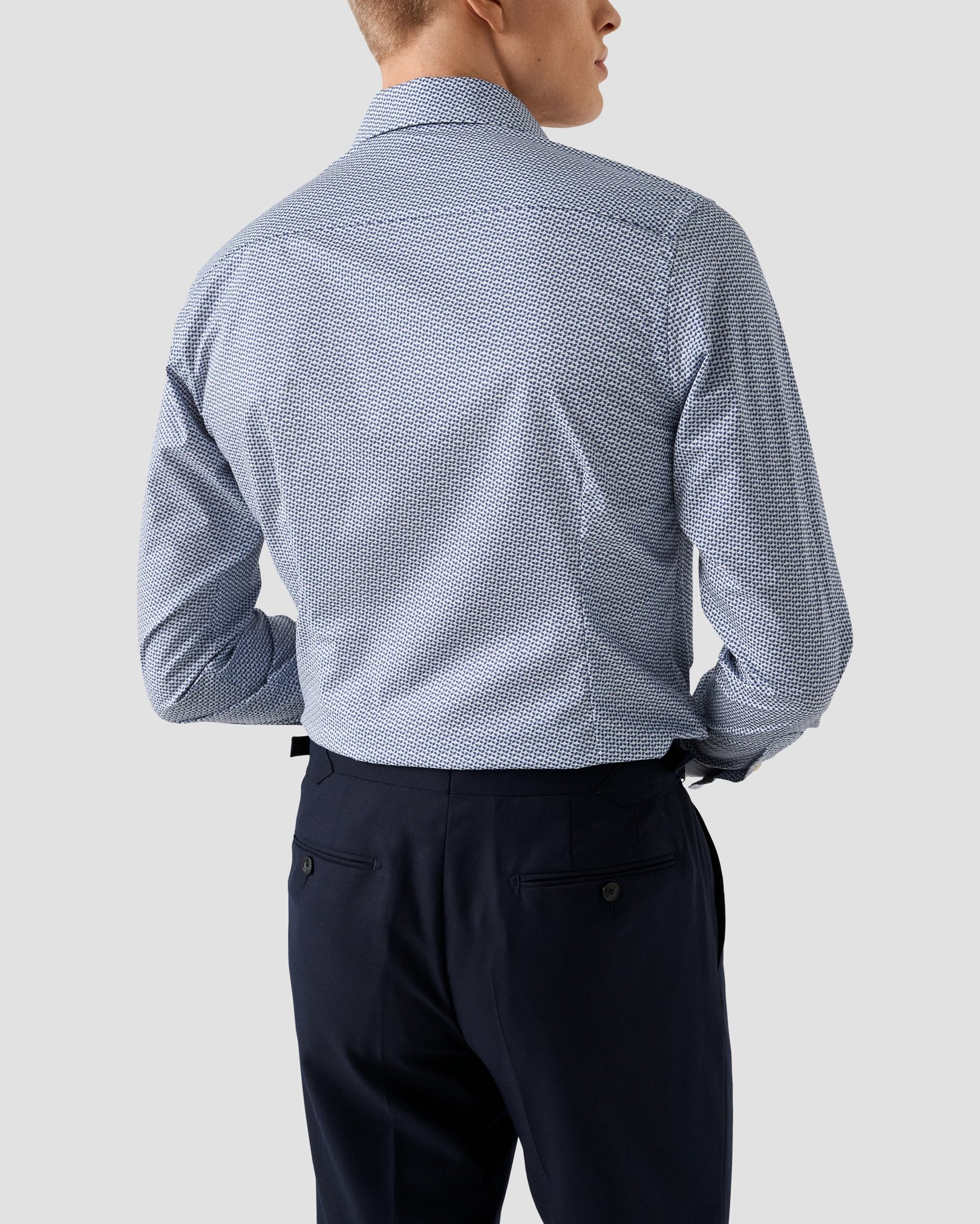 Eton - light blue micro geometric signature twill shirt