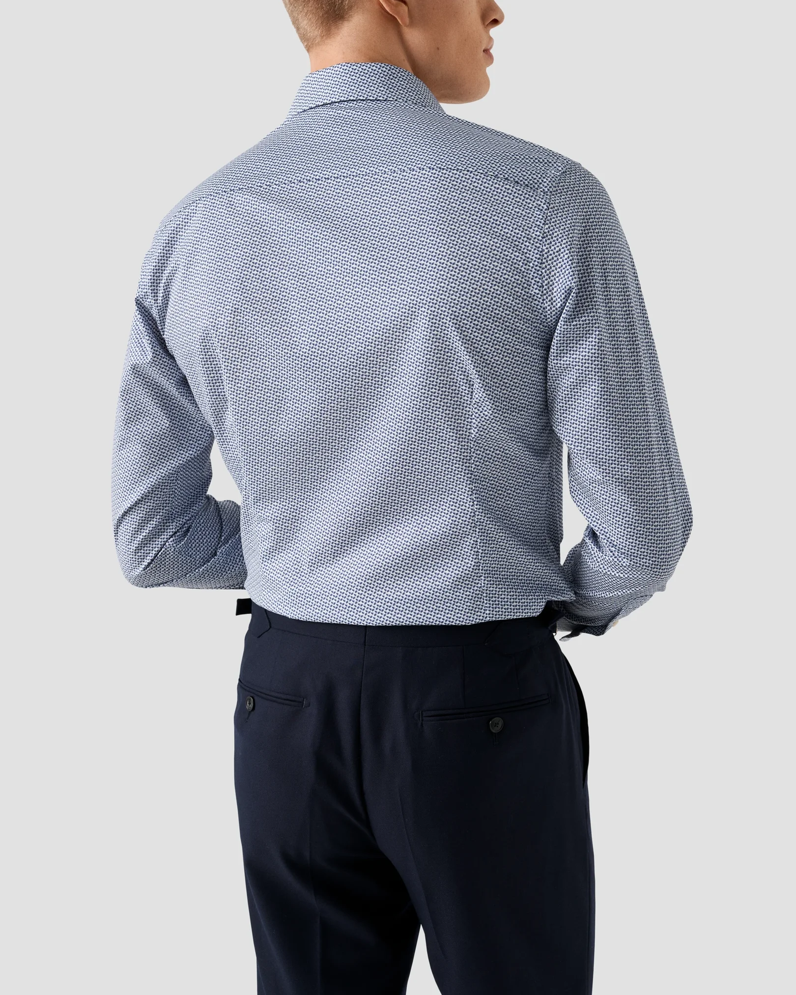 Eton - light blue micro geometric signature twill shirt