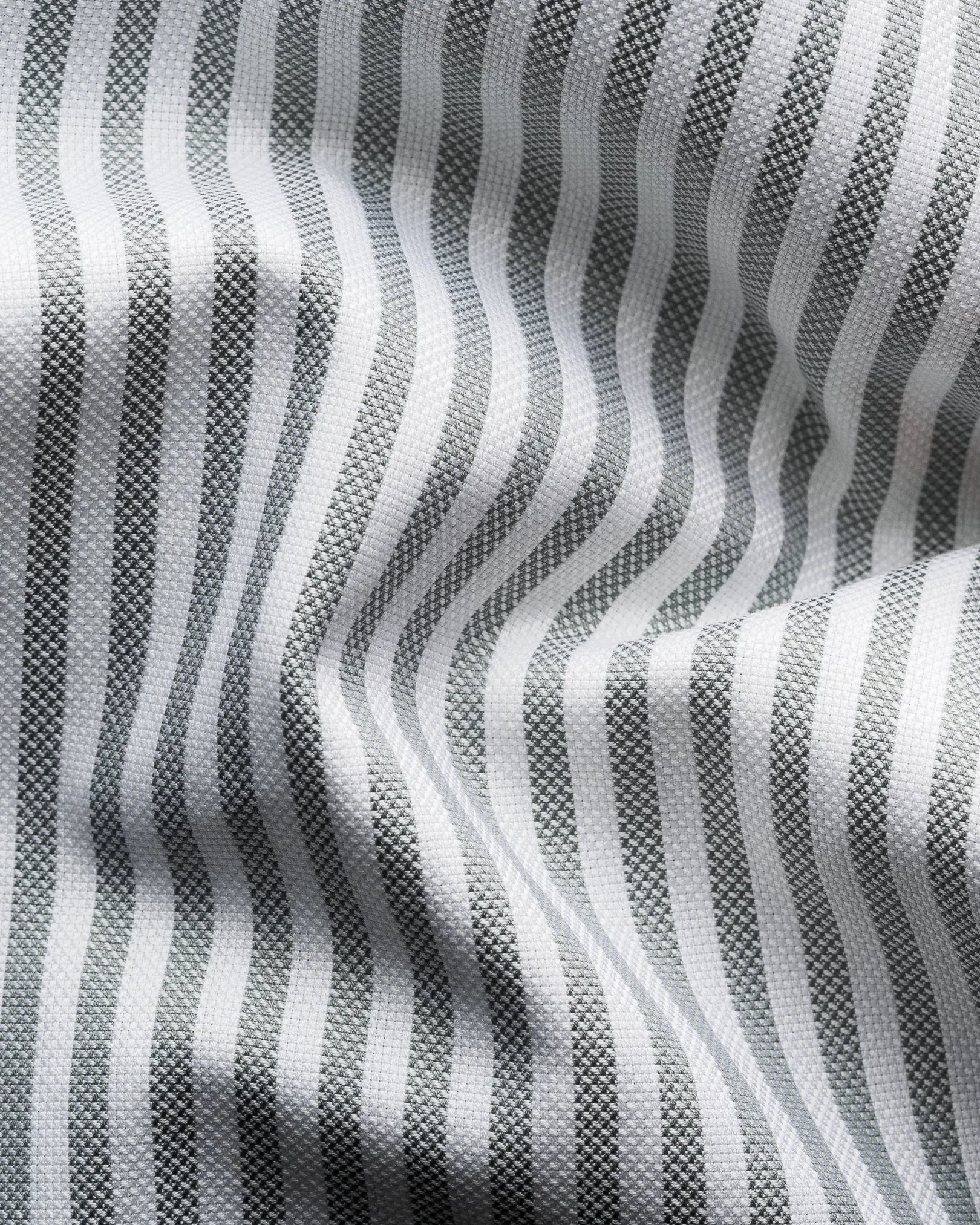 Eton - light grey striped oxford band collar shirt