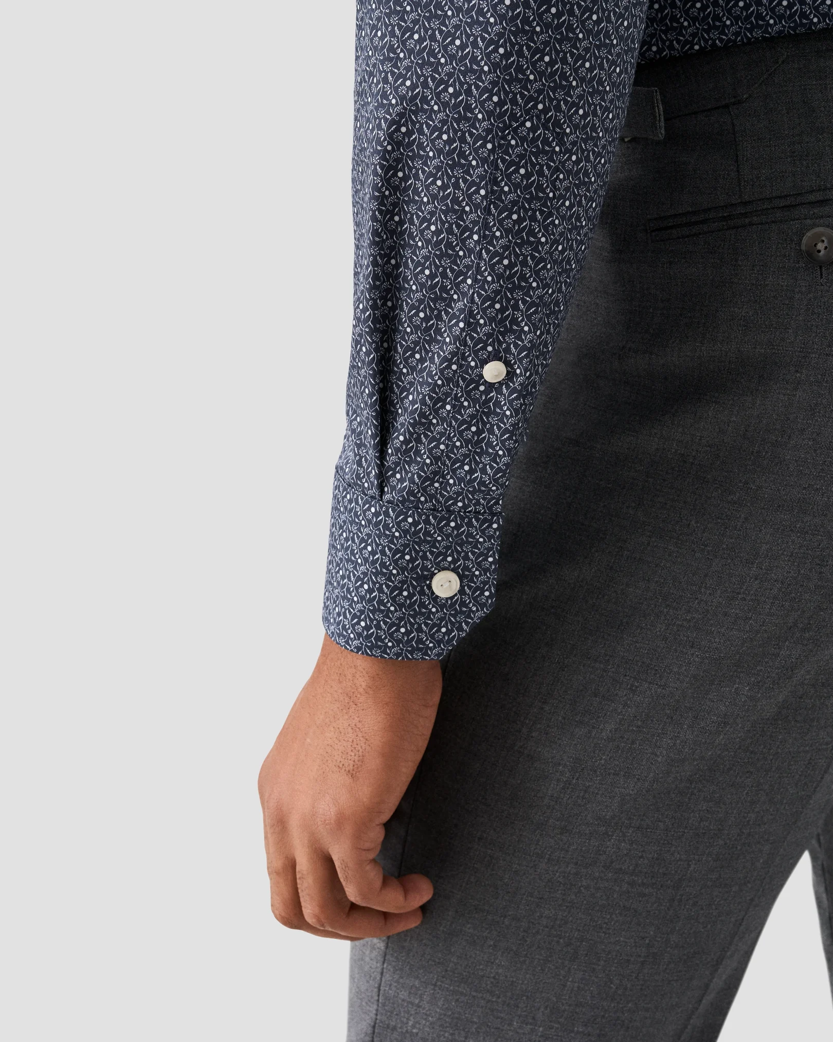 Eton - dark blue floral signature twill shirt