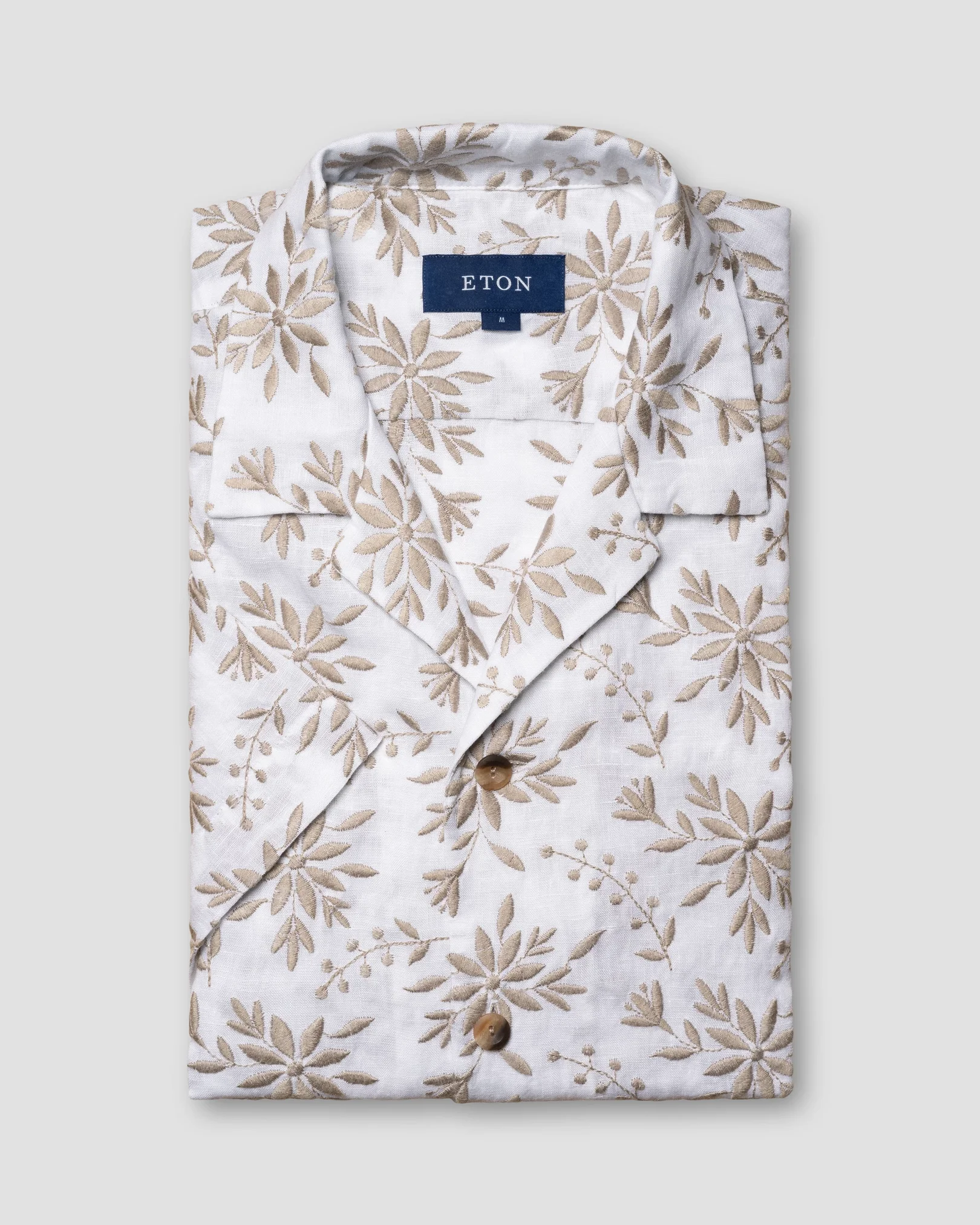 Eton - white linen resort embriodery flower print
