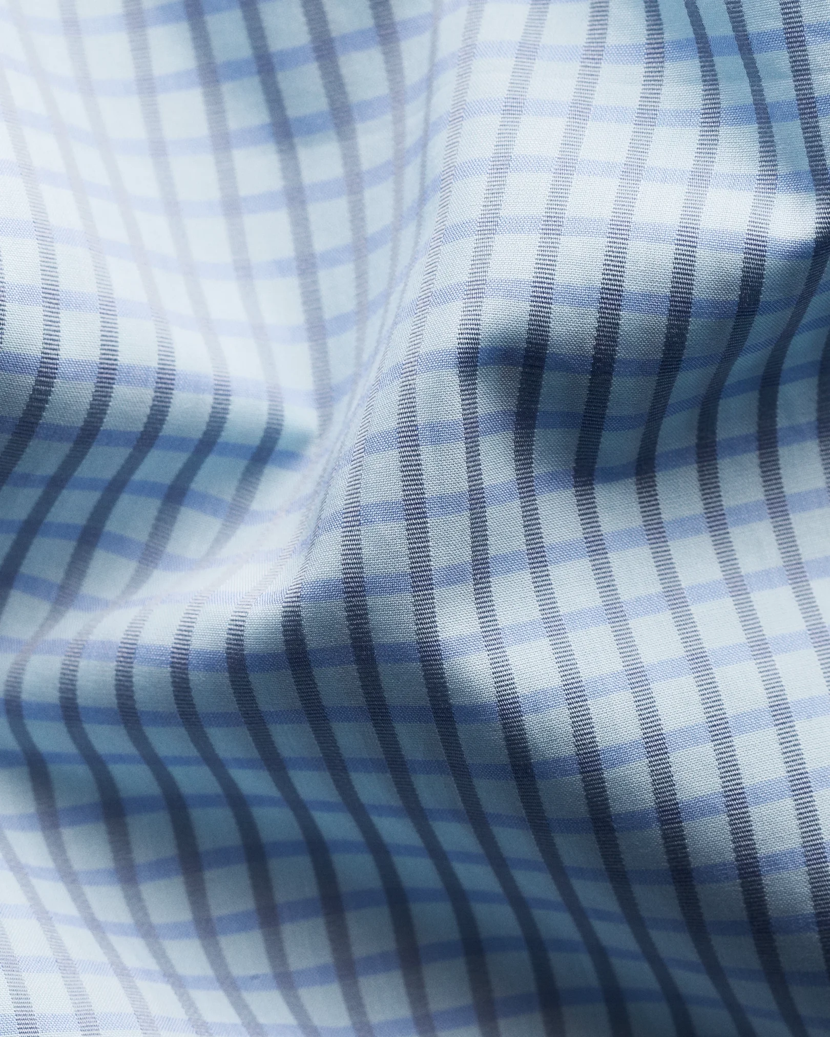 Eton - checked light blue fine pique