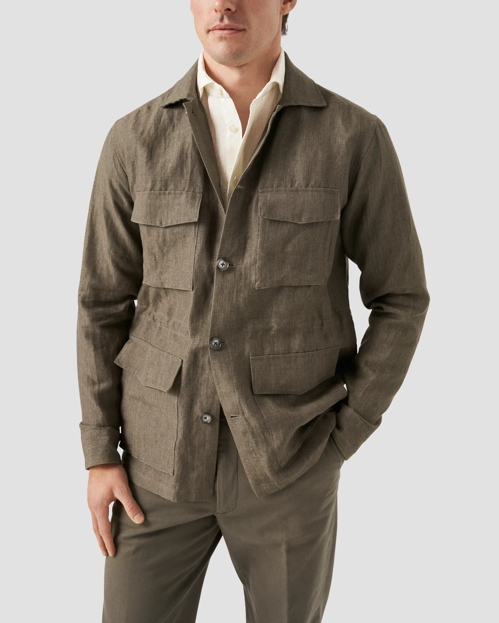 Eton - white linen wide spread shirt