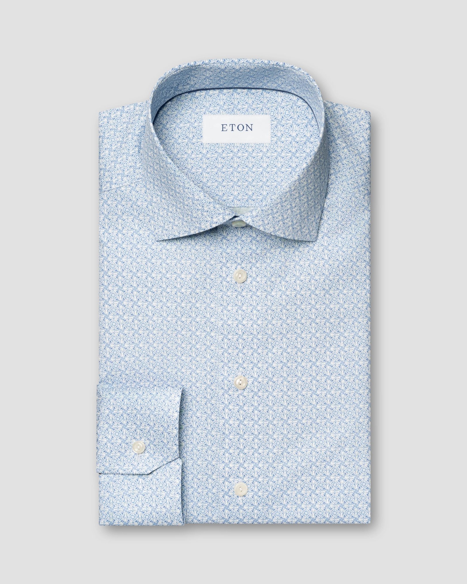 Eton - light blue geometric signature twillshirt